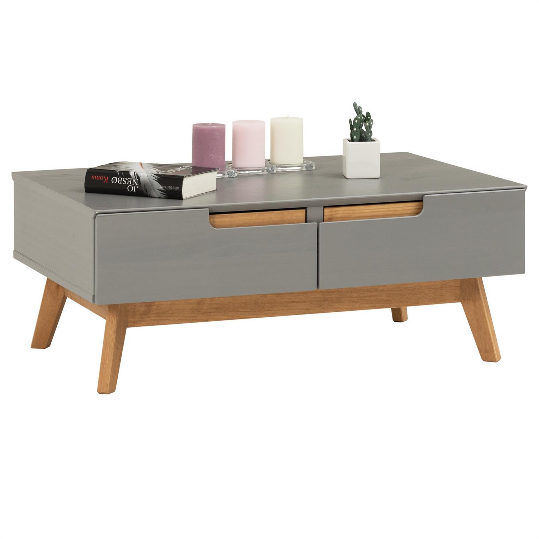 Voir la diapositive 1 : IDIMEX Table basse tibor, 2 tiroirs et 2 niches