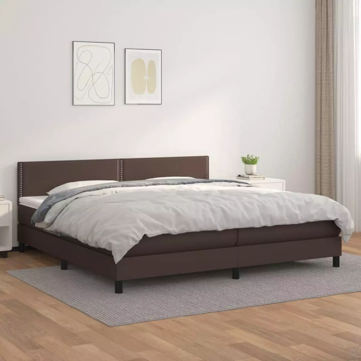 VIDAXL Sommier a lattes de lit avec matelas Marron 200x200 cm