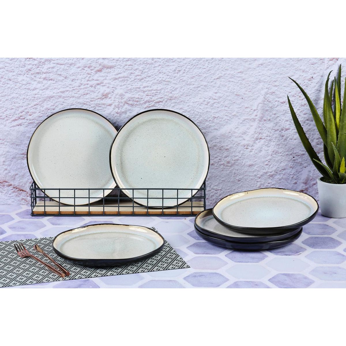 BJORN Assiette IRIS Ø26cm - 6 pièces - Blanc ivoire