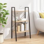 VIDAXL Etagere sur pied 3 niveaux Marron clair et noir 56x35x108 cm