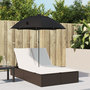 Voir la diapositive 1 : VIDAXL Chaise longue double avec coussins et parasol marron poly rotin