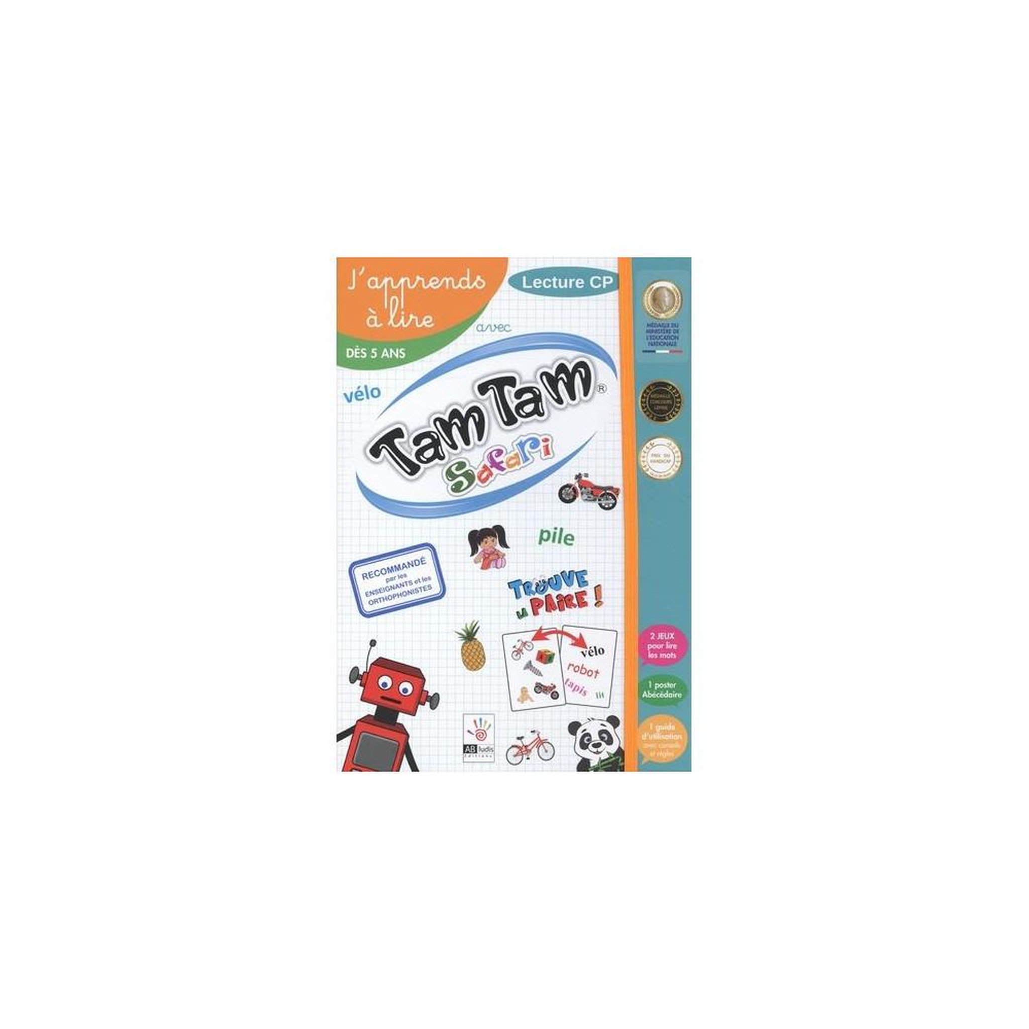 AB Ludis Coffret de jeux éducatifs tam tam safari cp pour apprendre à lire dès 5 ans : 2 jeux, abécédaire, 2 lexiques illustrés et guide