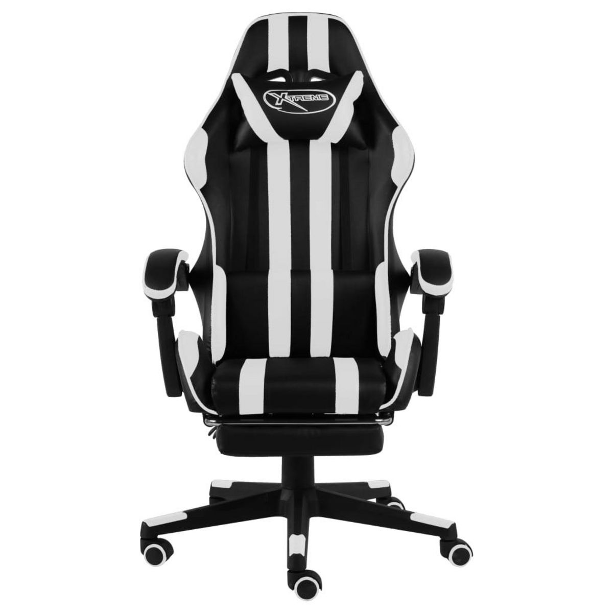 VIDAXL Fauteuil de jeux video et repose-pied Noir et blanc Similicuir