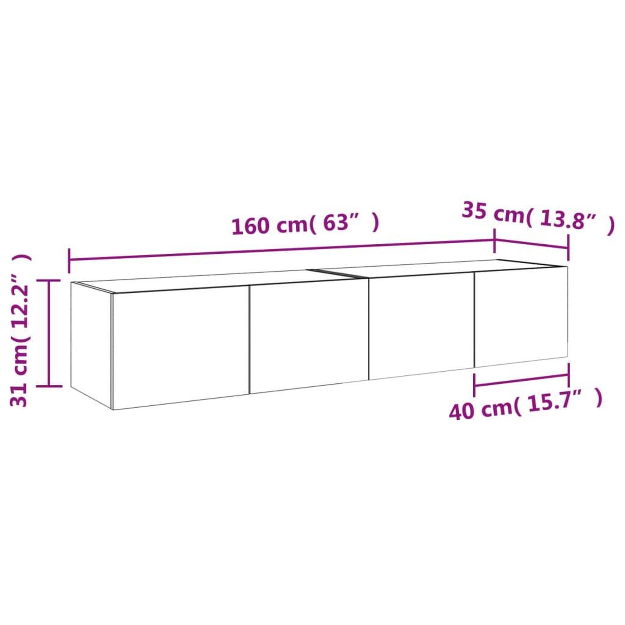 Voir la diapositive 6 : VIDAXL Meubles TV muraux et lumieres LED 2pcs gris beton 80x35x31 cm