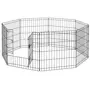 PAWHUT Parc enclos modulable pour chien animaux porte verrouillable 8 panneaux dim. panneau 61L x 61H cm métal noir