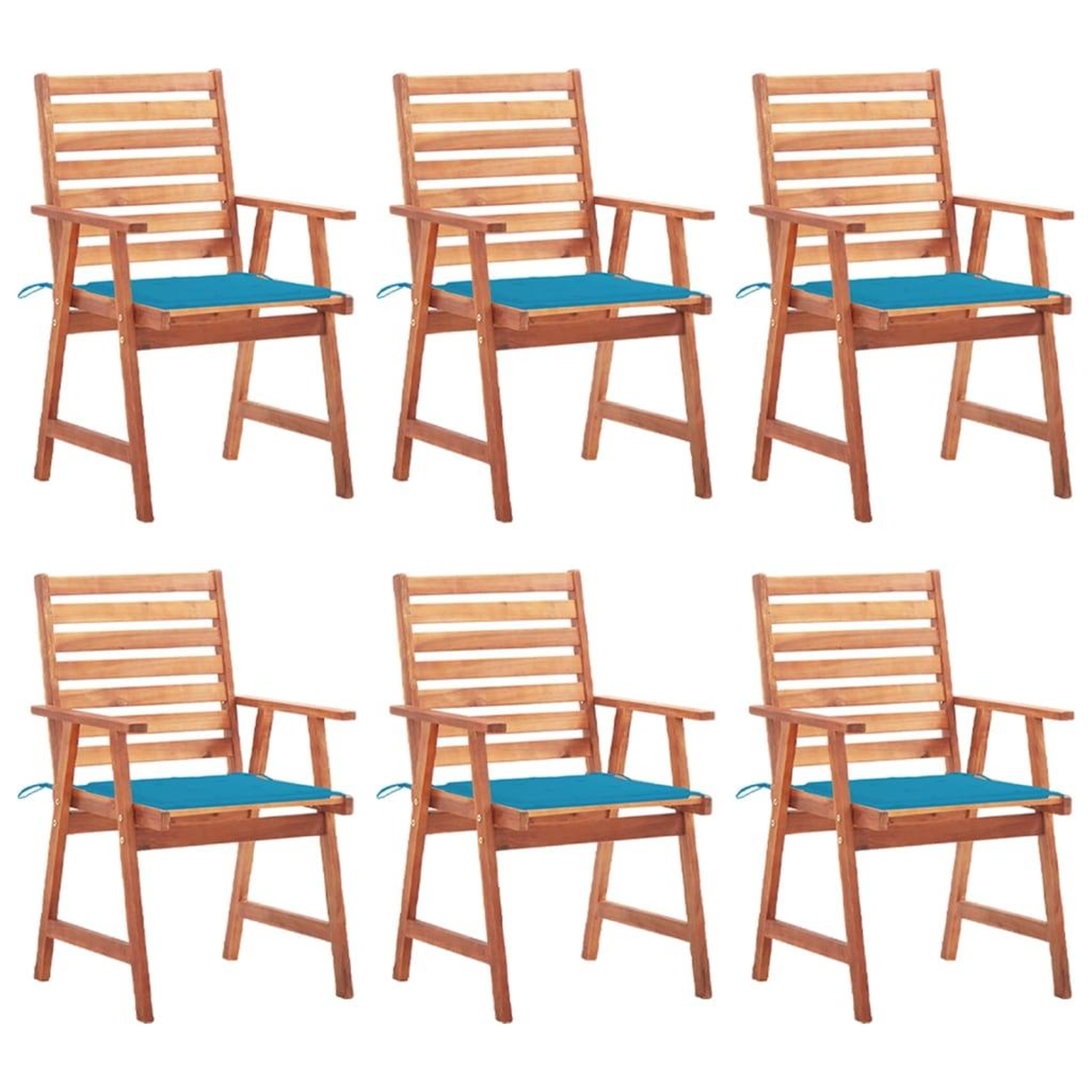 Voir la diapositive 1 : VIDAXL Chaises a manger d'exterieur lot de 6 et coussins Acacia massif