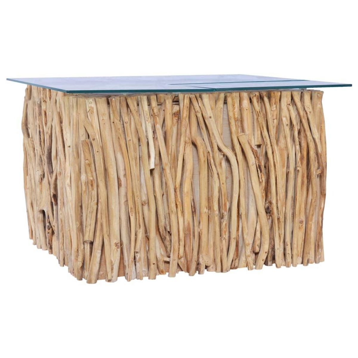 VIDAXL Table basse avec dessus en verre 66x66x40cm Bois de teck massif