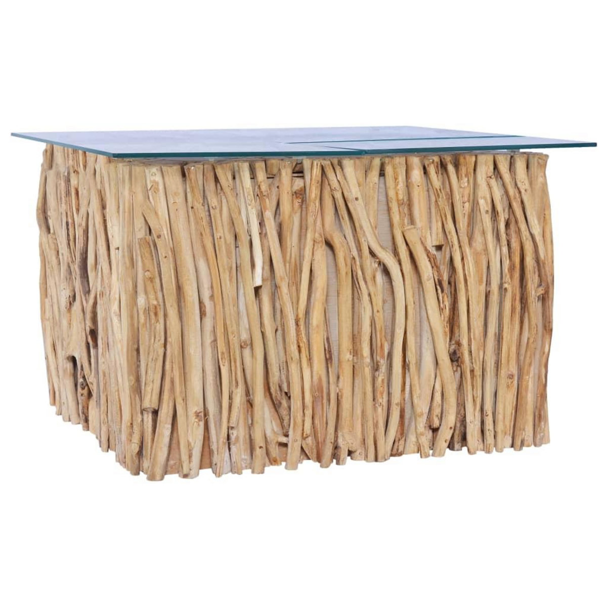 VIDAXL Table basse avec dessus en verre 66x66x40cm Bois de teck massif