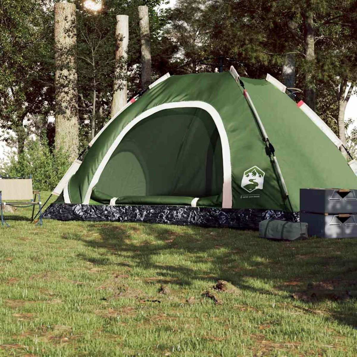 VIDAXL Tente de camping 5 personnes vert liberation rapide