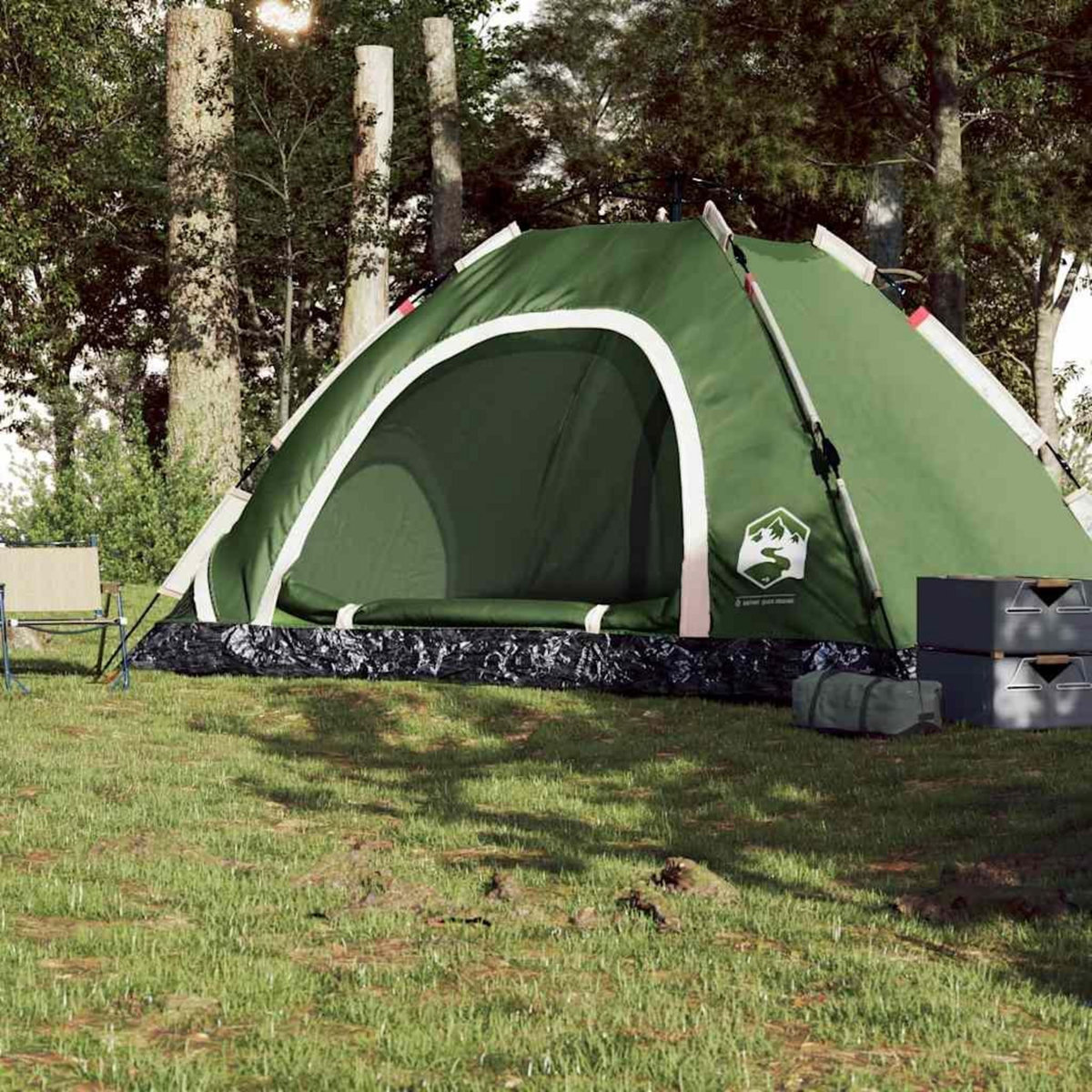 VIDAXL Tente de camping 5 personnes vert liberation rapide