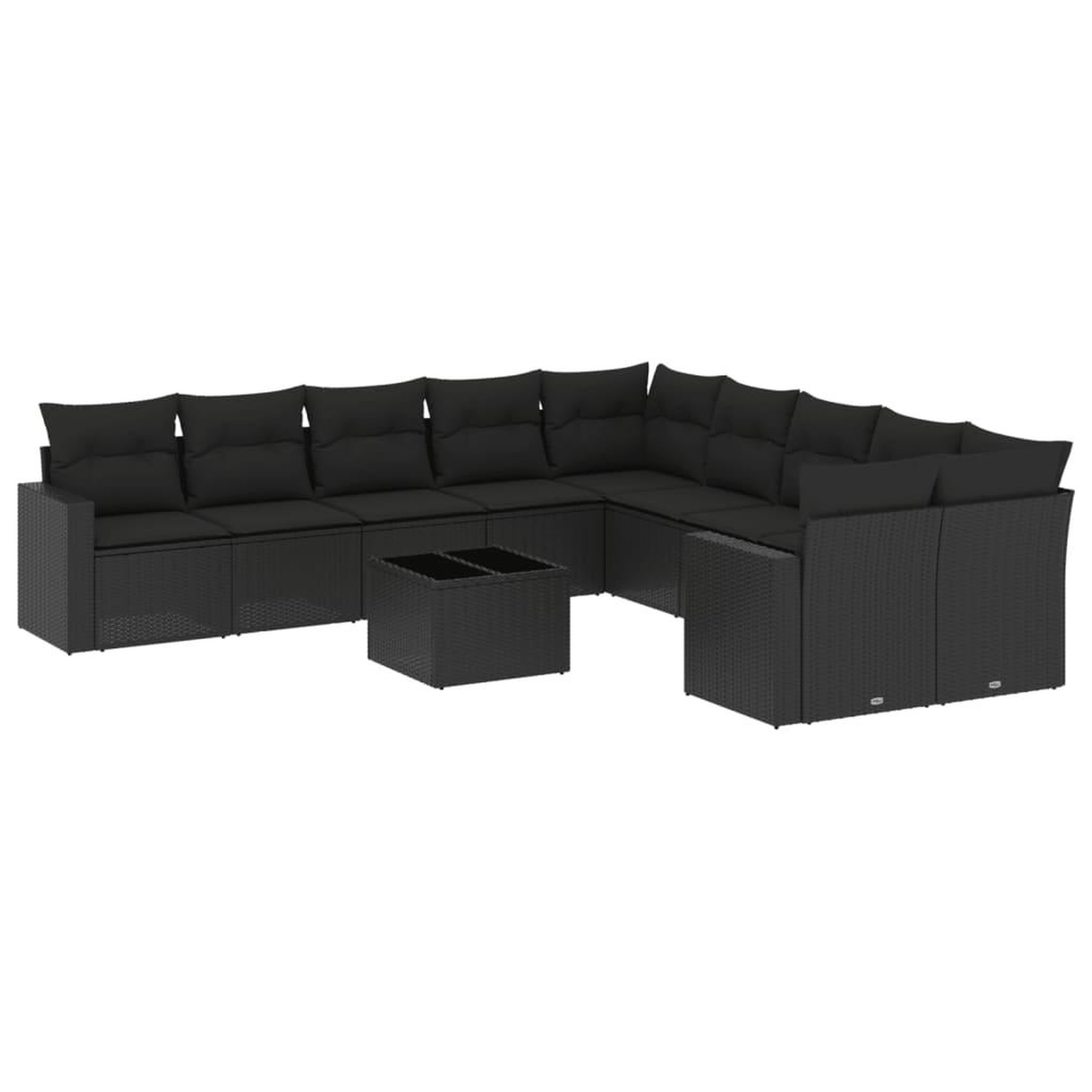 Voir la diapositive 2 : VIDAXL Salon de jardin 11 pcs avec coussins noir resine tressee