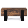 Voir la diapositive 3 : ID MARKET Table basse plateau relevable rectangulaire PHOENIX bois effet vieilli et noir
