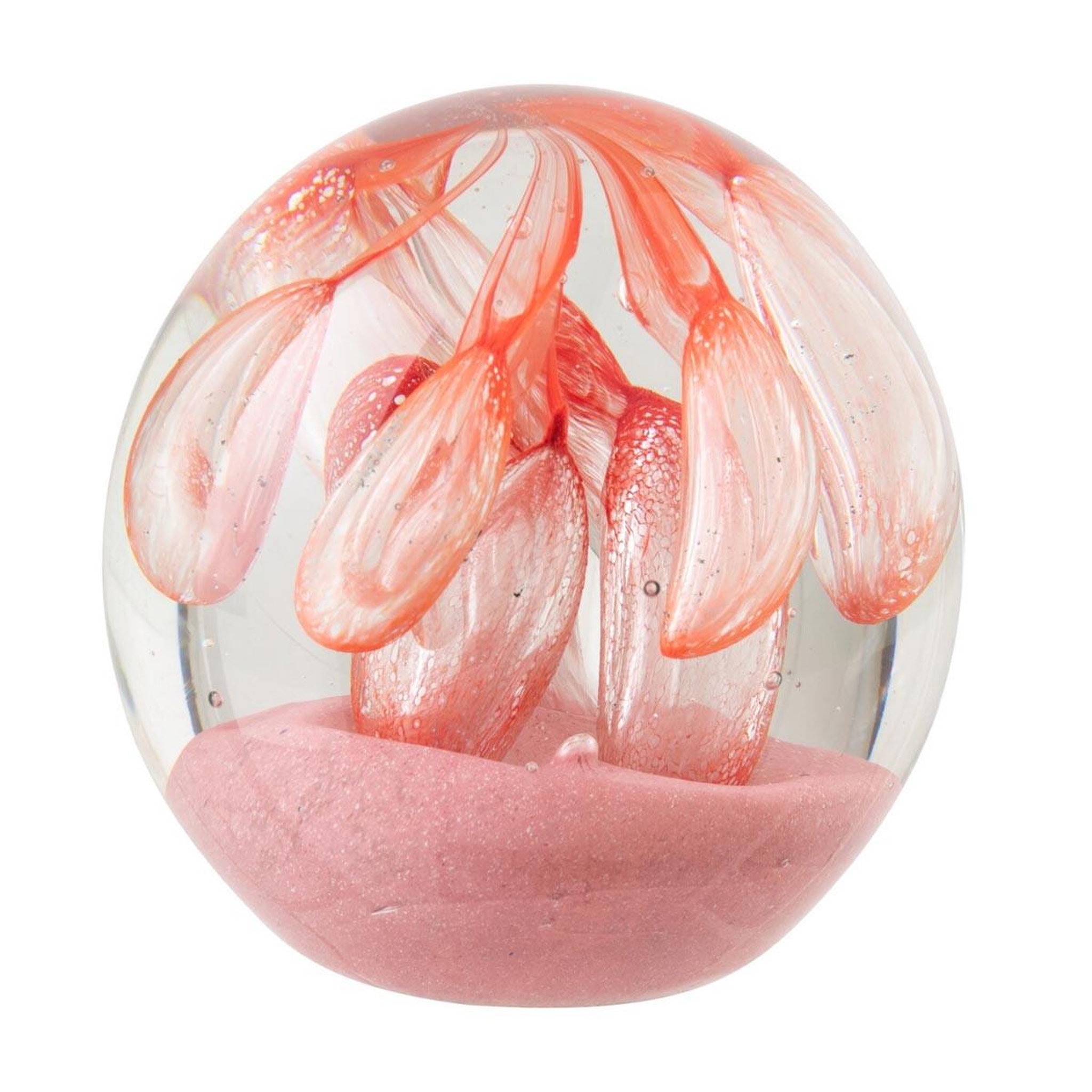 J-LINE Presse-papier boule en verre  volute  10cm rose