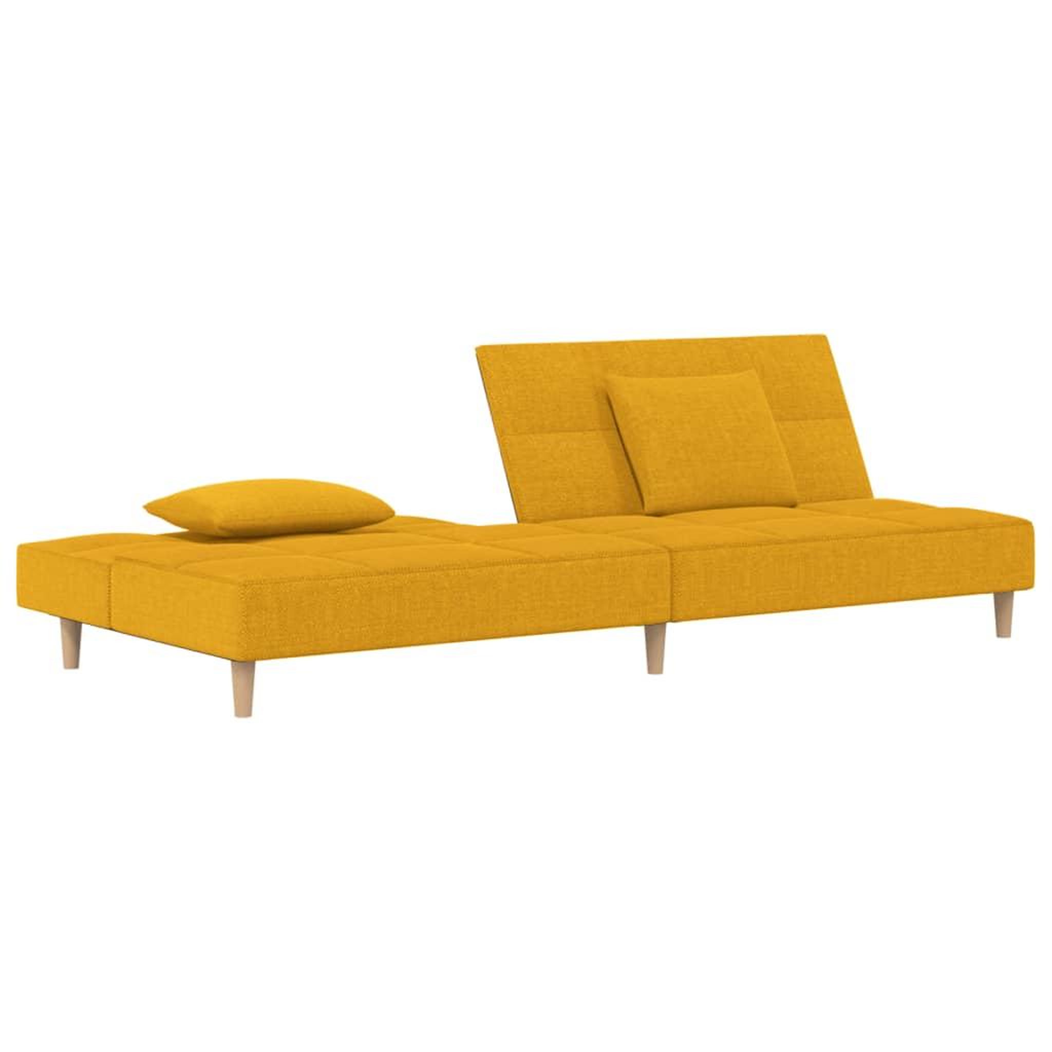 Voir la diapositive 4 : VIDAXL Canape-lit a 2 places avec deux oreillers jaune tissu