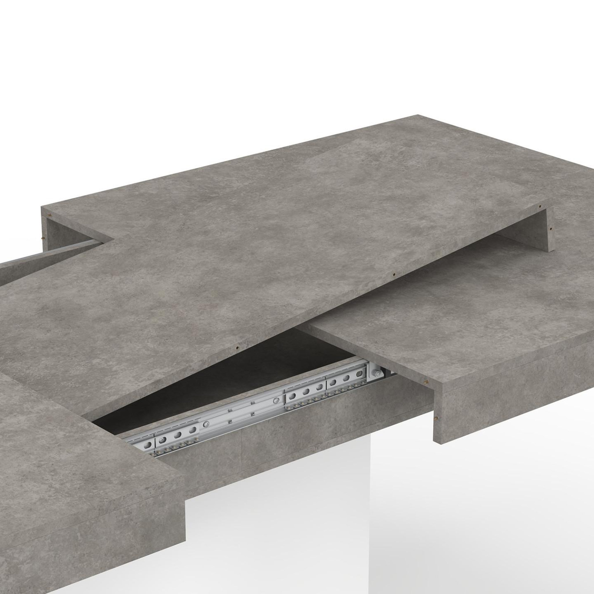Voir la diapositive 6 : ID MARKET Table à manger extensible rectangle eden 6-10 personnes béton et blanc 160-200 cm