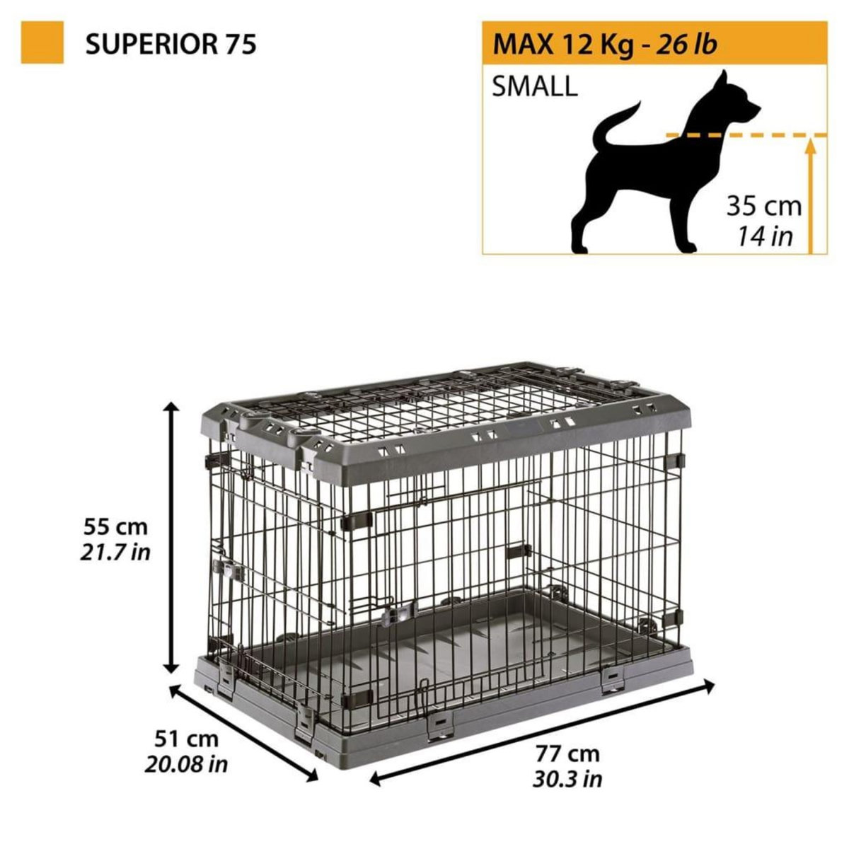 Ferplast Ferplast Caisse pour chiens Superior 75 77x51x55 cm Noir