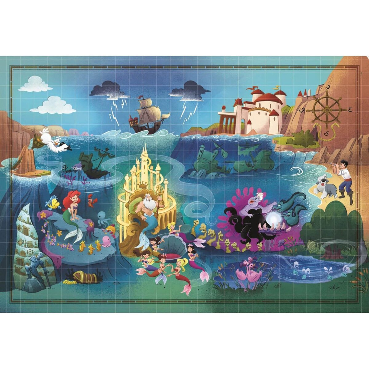 CLEMENTONI Puzzle 1000 pièces : Disney Story Maps : La Petite Sirène
