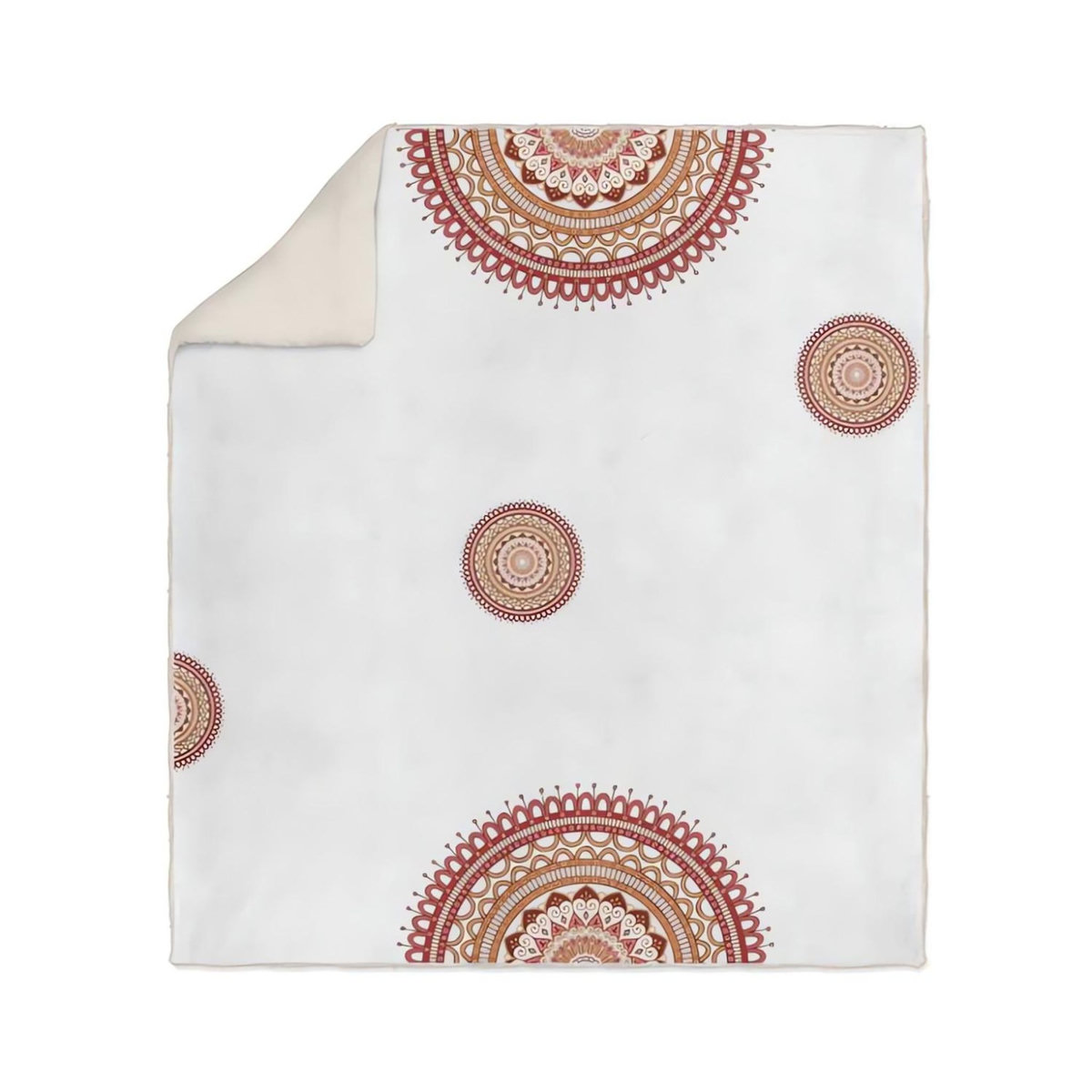 SOLEIL D'OCRE Plaid polaire sherpa imprimé 110x170 cm MANDALA corail, par Soleil d'ocre