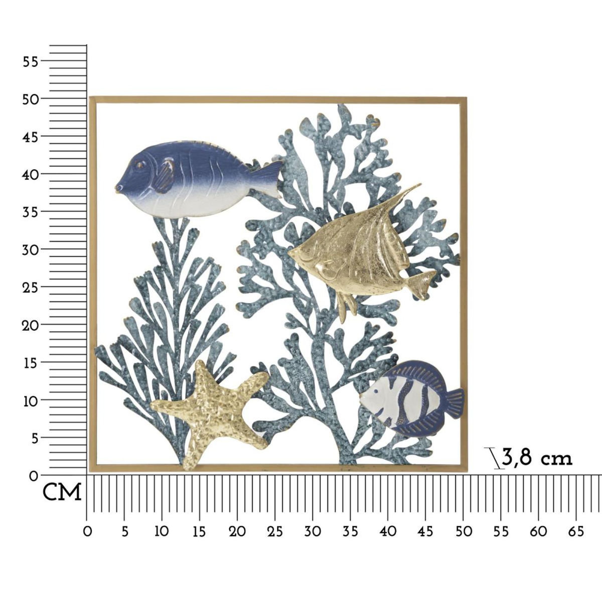 Paris Prix Déco Murale Encadrée en Métal  Fish  50cm Multicolore