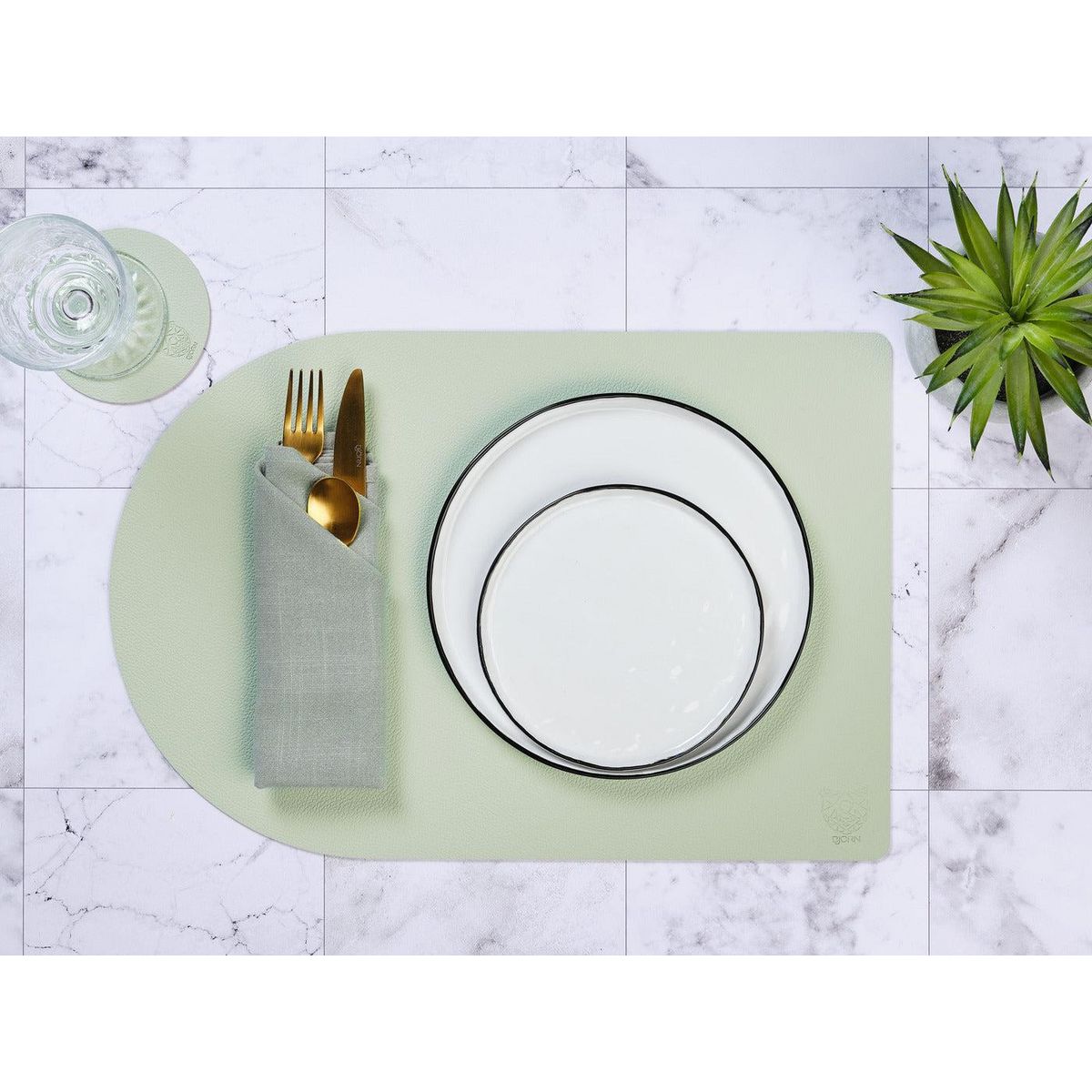 BJORN Serviette de table - 6 pièces - Lin et coton vert pâle