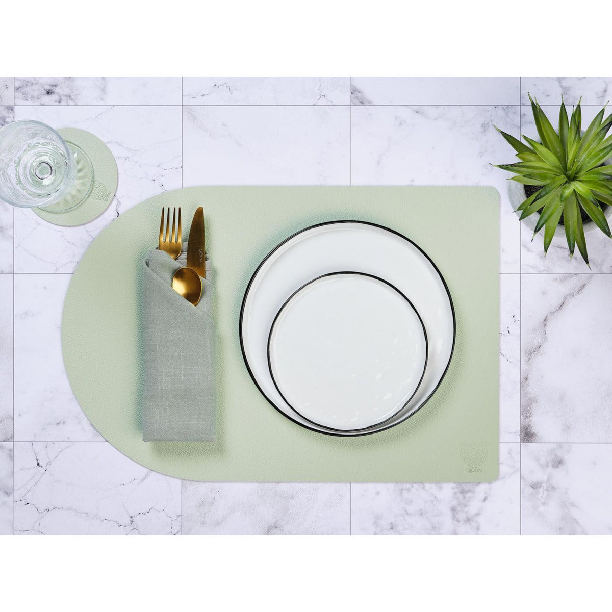 BJORN Serviette de table - 6 pièces - Lin et coton vert pâle