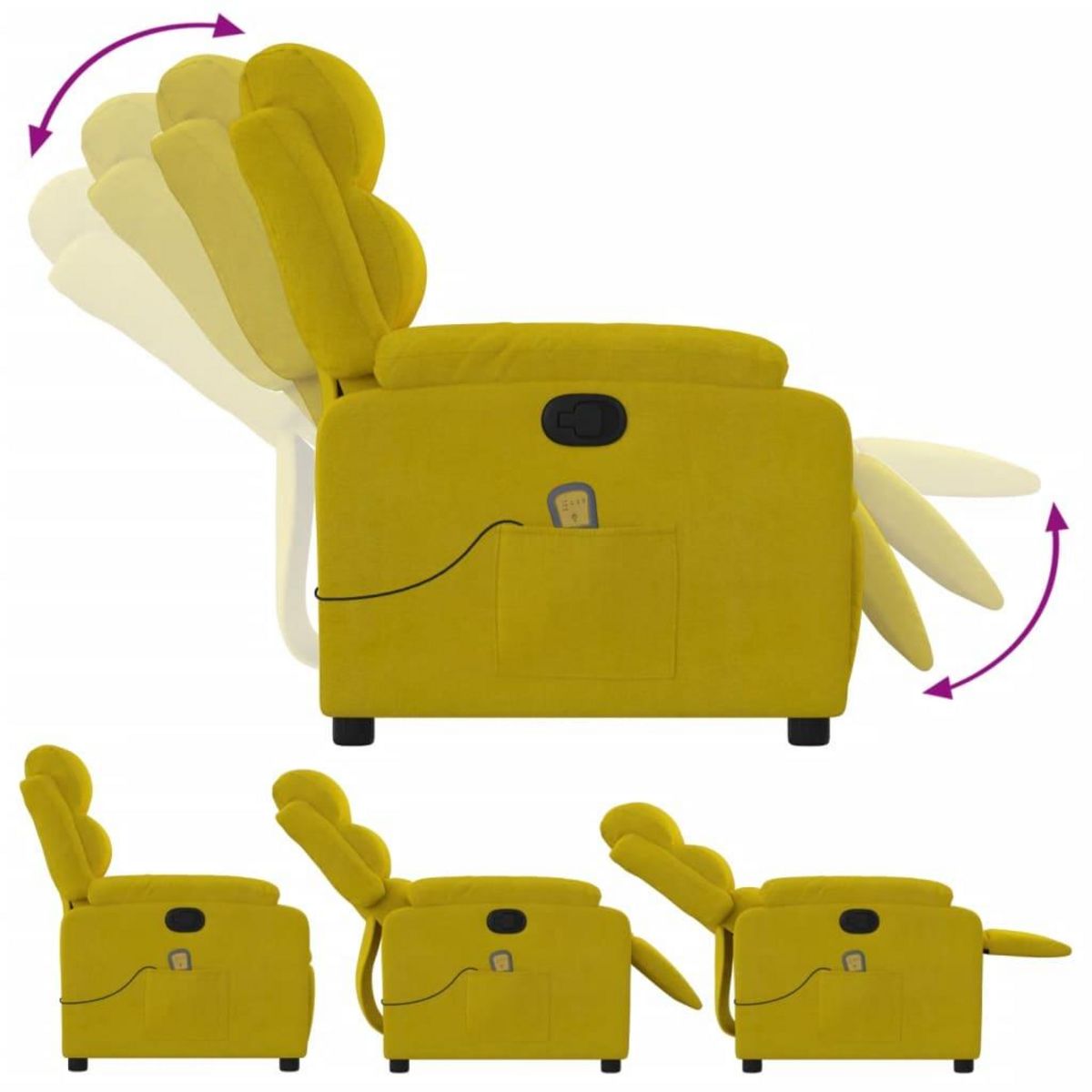 VIDAXL Fauteuil de massage inclinable jaune velours