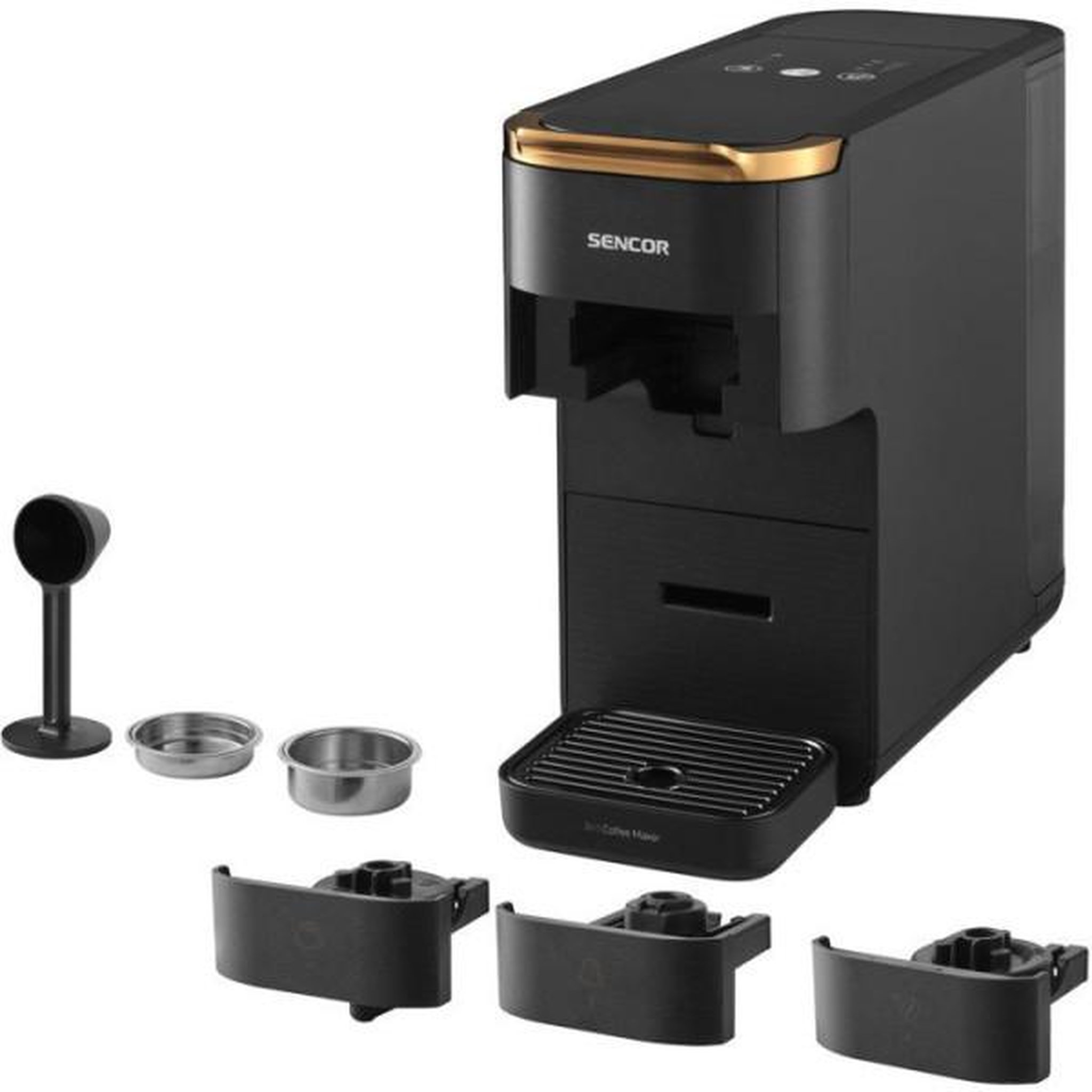 MARKET24 Machine a Cafe  a expresso a capsules SENCOR SCC 1000BK - Nespresso Dolce Gusto et café moulu - Préchauffage 45 s - Noir