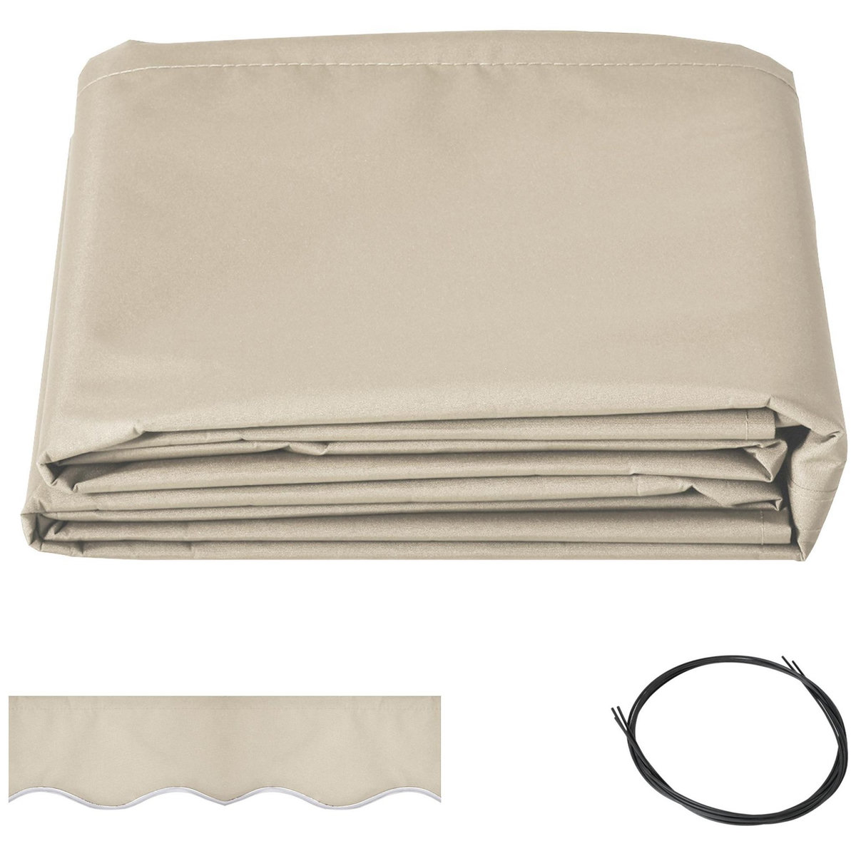 OUTSUNNY Toile de rechange store banne - lambrequin vagues douces - polyester haute densité 280 g/m² anti-UV dim. 2,82L x 2,4l (avancée) m beige
