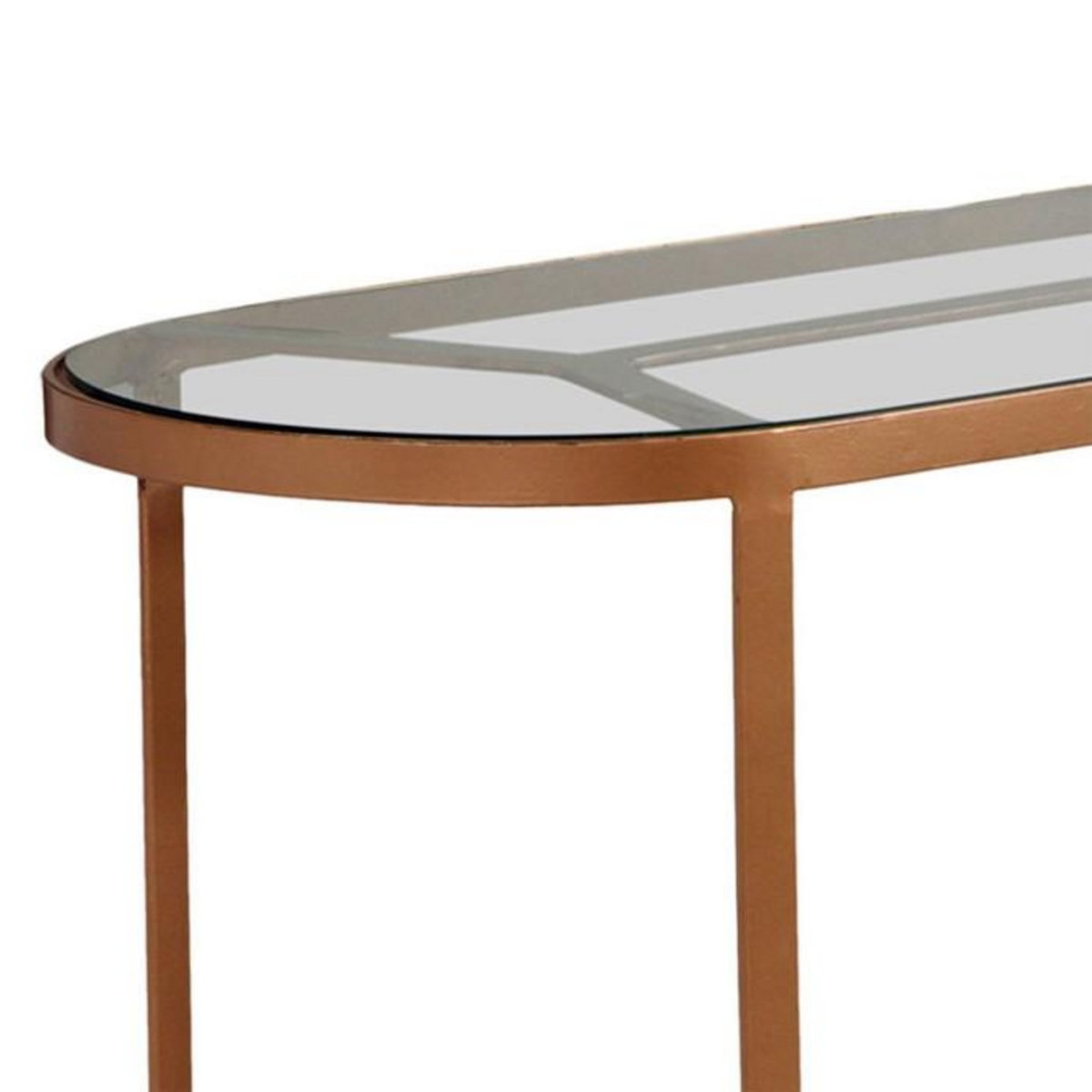 Paris Prix Console en Métal & Verre Design  Firmin  100cm Cuivre