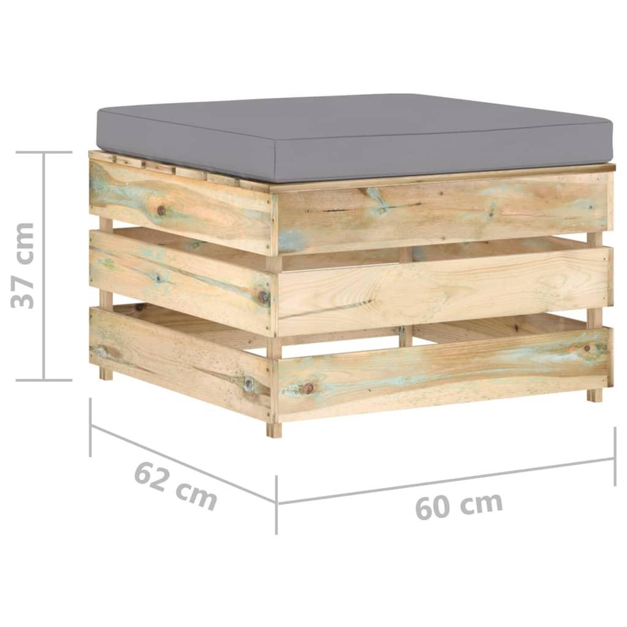 Voir la diapositive 5 : VIDAXL Pouf sectionnel avec coussin Bois impregne de vert