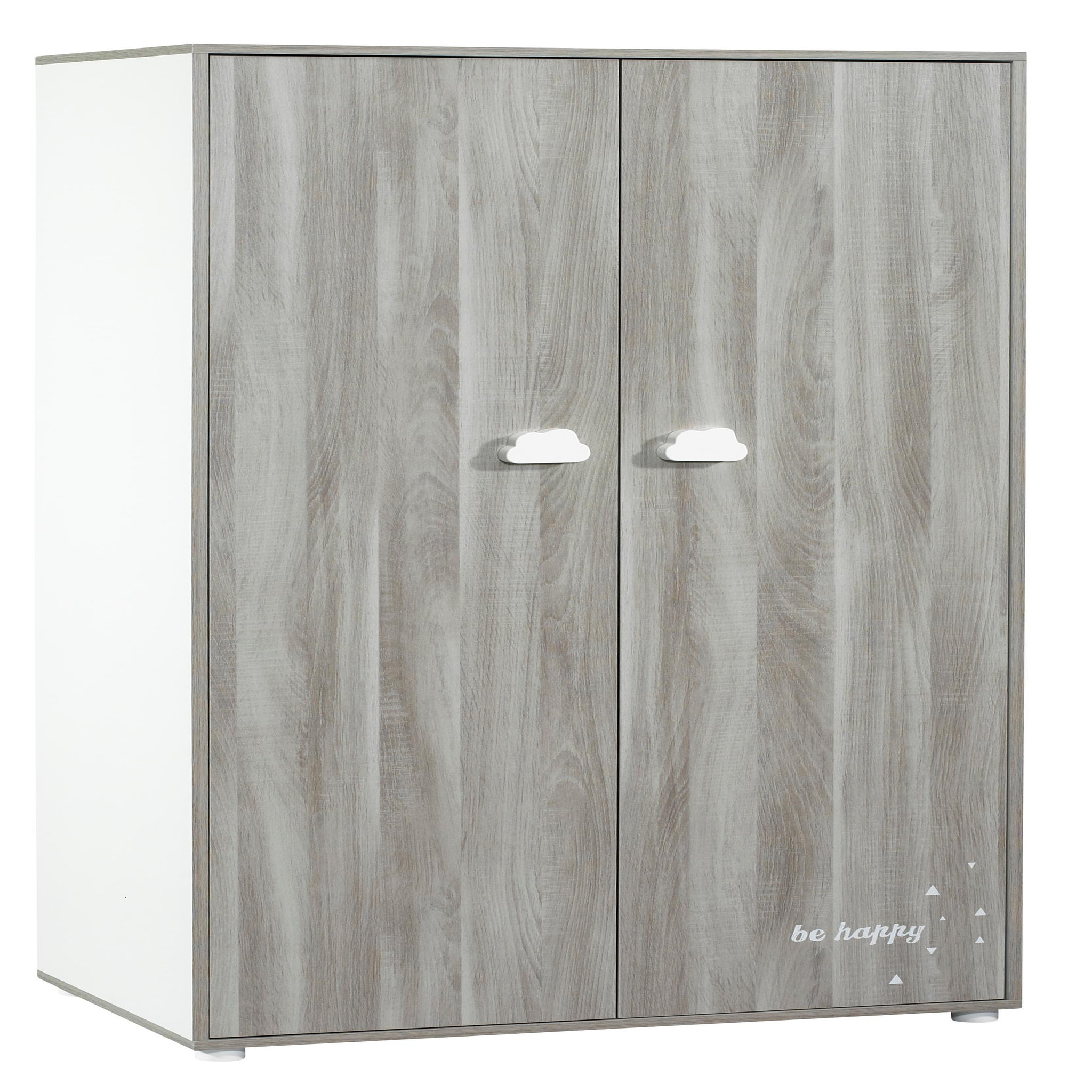 Voir la diapositive 1 : BABY PRICE Armoire chambre bébé 2 portes HAPPY, Chêne Silex