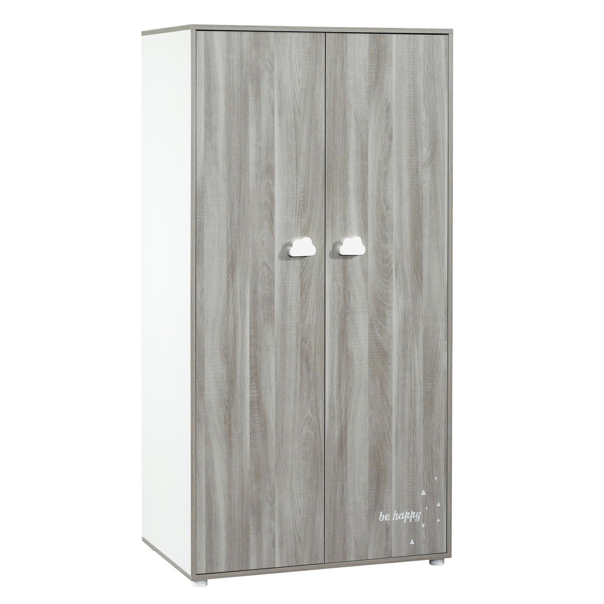 BABY PRICE Armoire chambre bébé 2 portes HAPPY, Chêne Silex