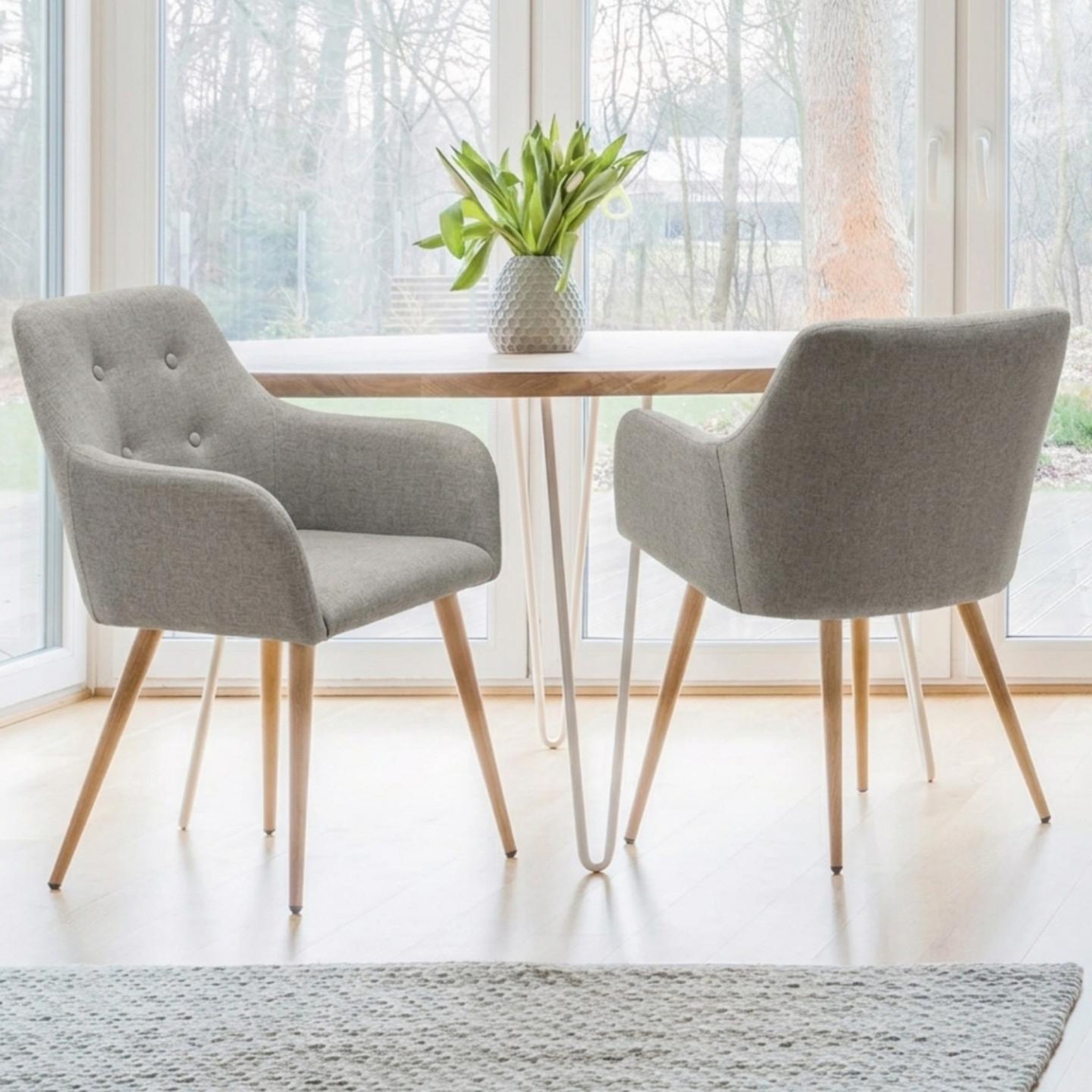Voir la diapositive 2 : ID MARKET Lot de 2 chaises de salle à manger scandinaves, fauteuils de table dania gris