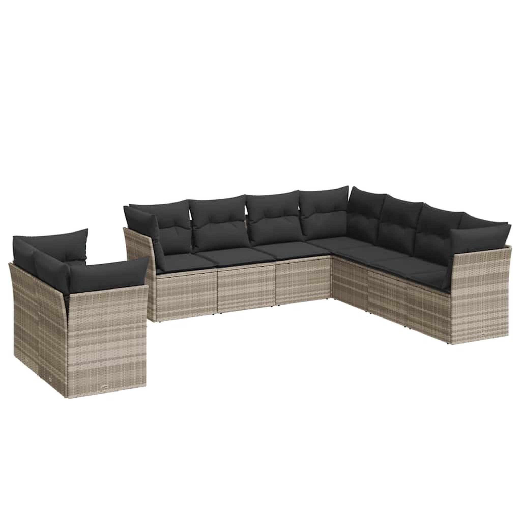 Voir la diapositive 2 : VIDAXL Salon de jardin 9 pcs avec coussins gris clair resine tressee