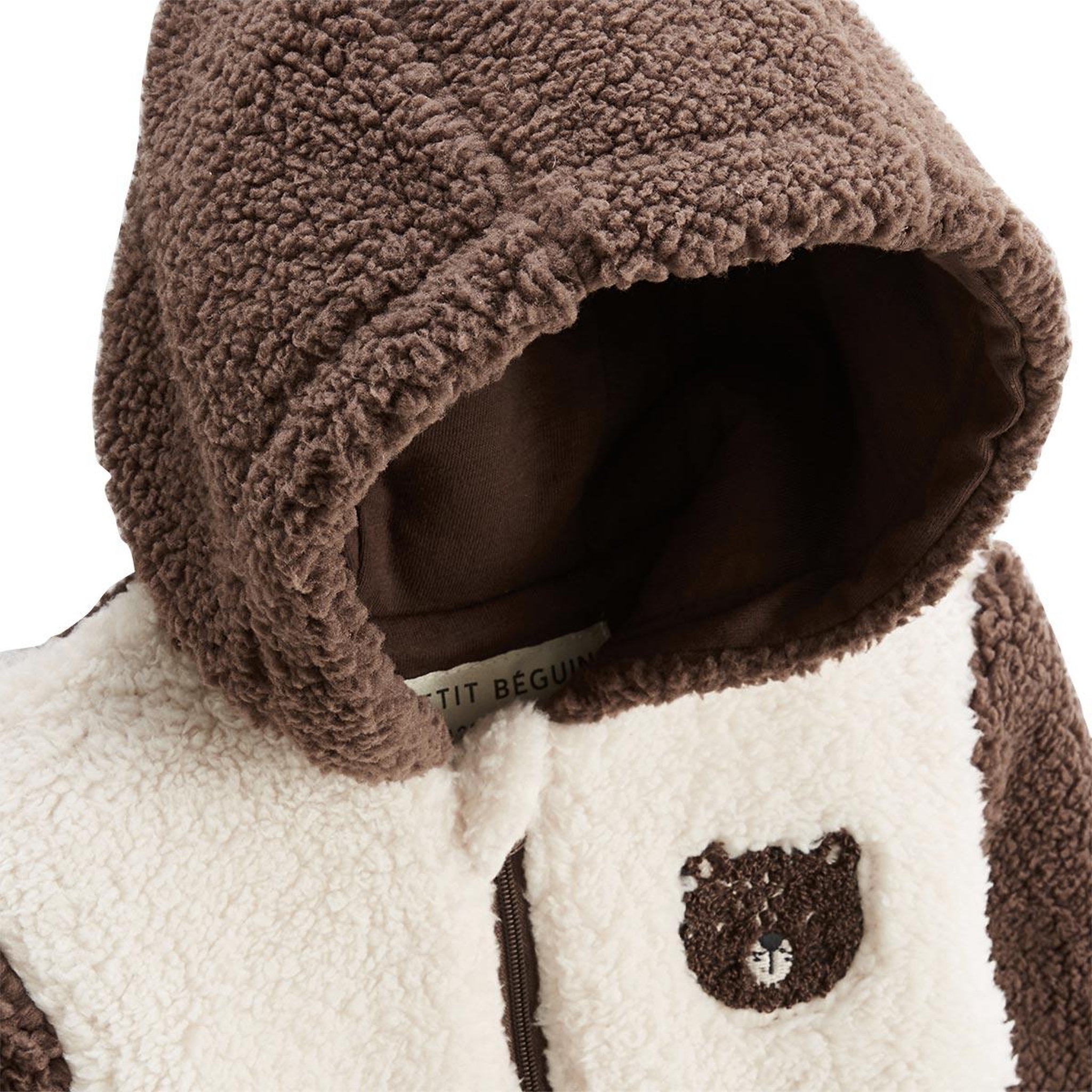 Voir la diapositive 4 : Petit Béguin Veste enfant en sherpa avec capuche cracotte
