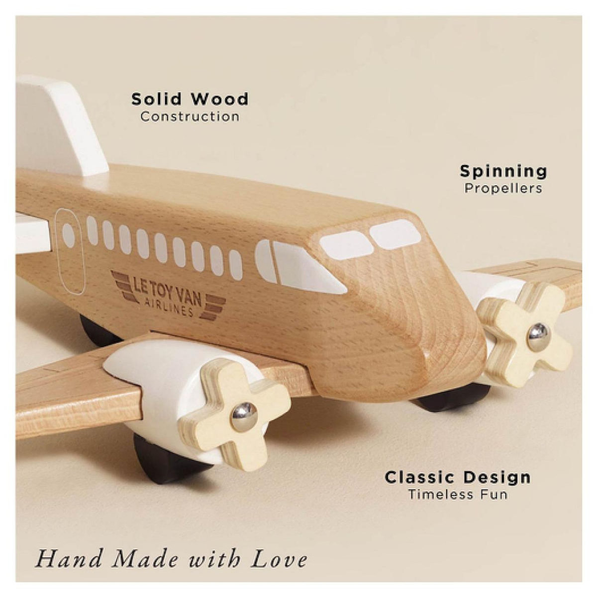 Le Toy Van Avion en bois naturel 20cm