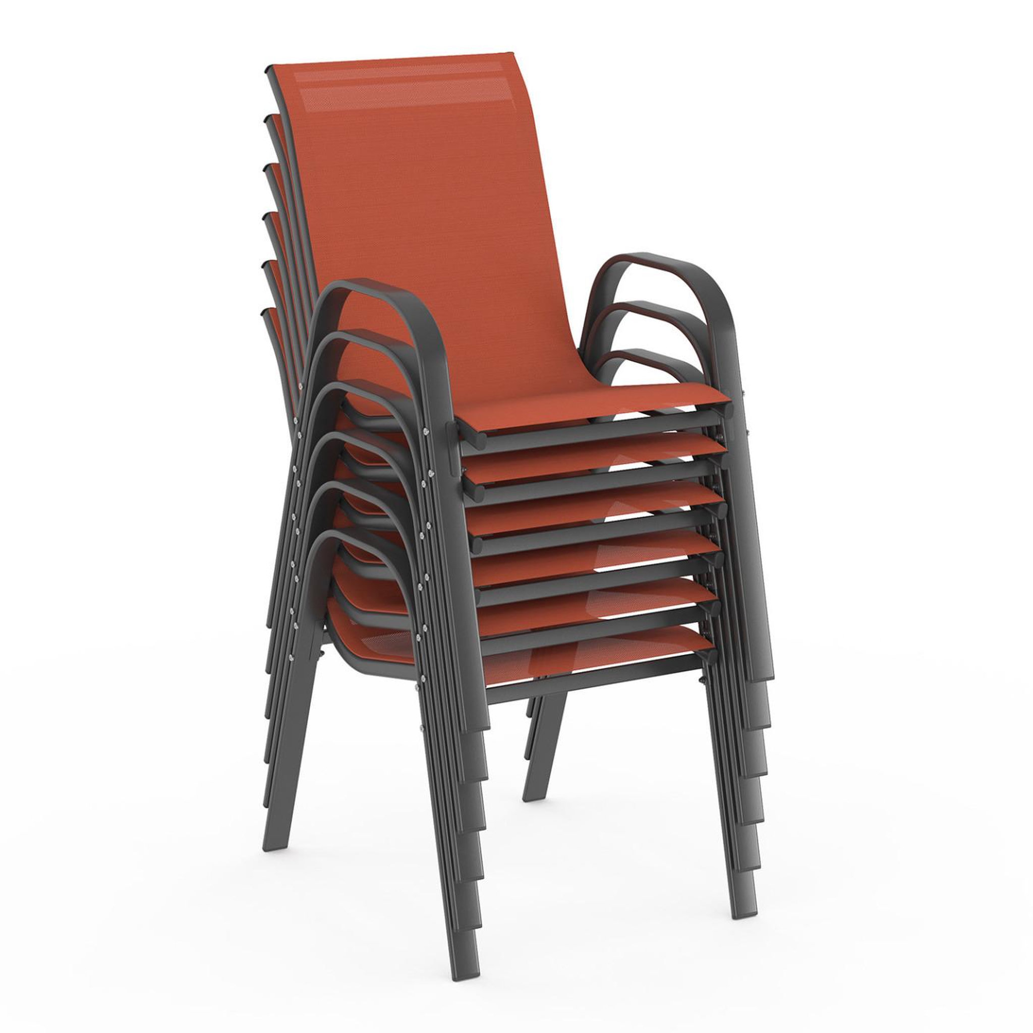 Voir la diapositive 4 : ID MARKET Salon de jardin madrid table 240 cm et 10 chaises empilables terracotta et gris
