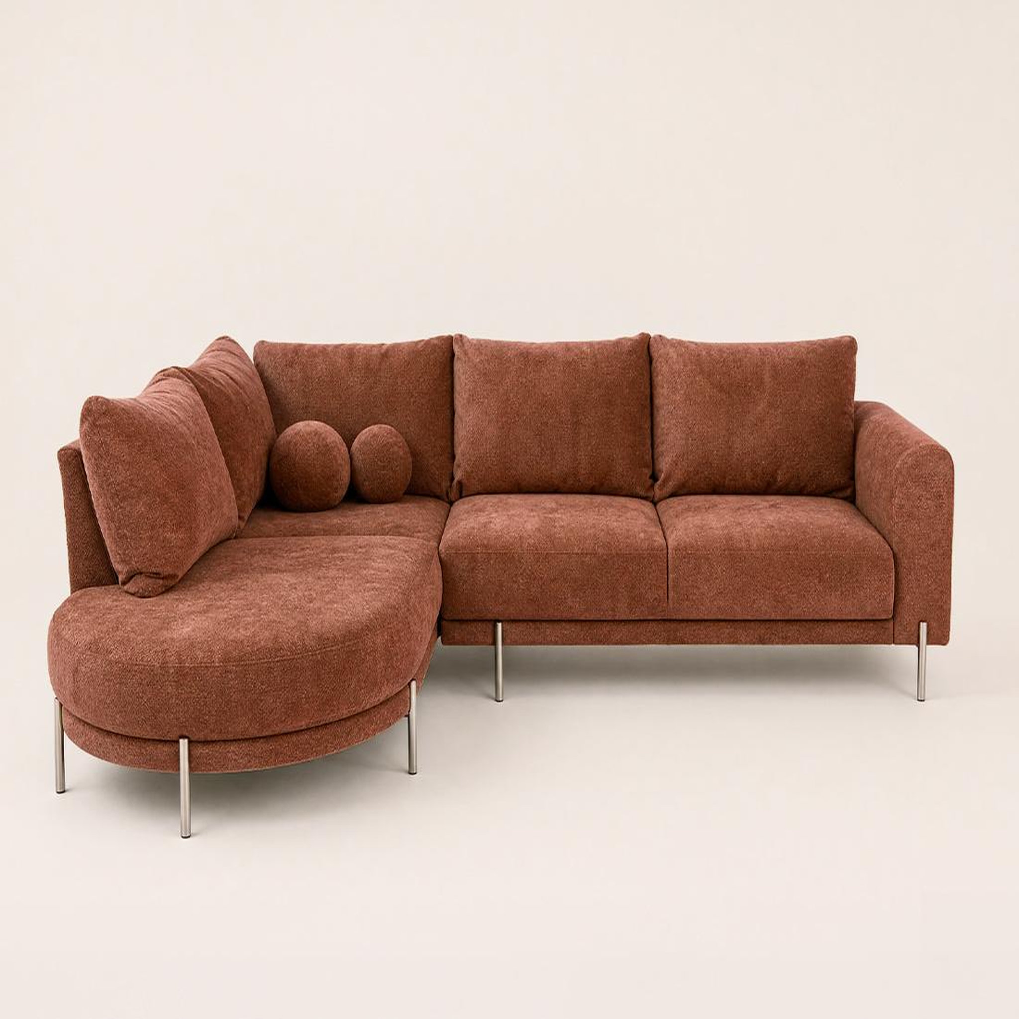Voir la diapositive 6 : BEST MOBILIER Gabin - canapé d'angle gauche 5 places en velours texturé
