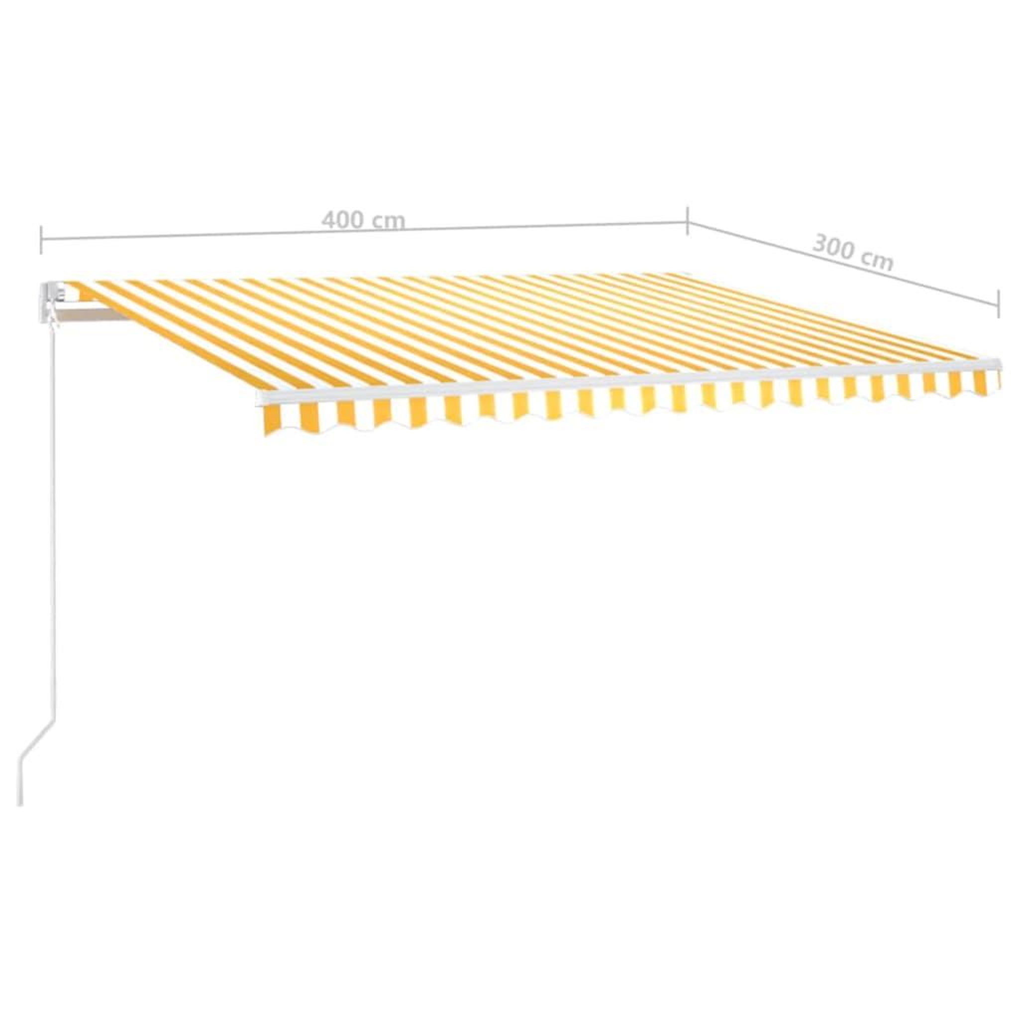 Voir la diapositive 6 : VIDAXL Auvent manuel retractable avec LED 400x300 cm Jaune et blanc
