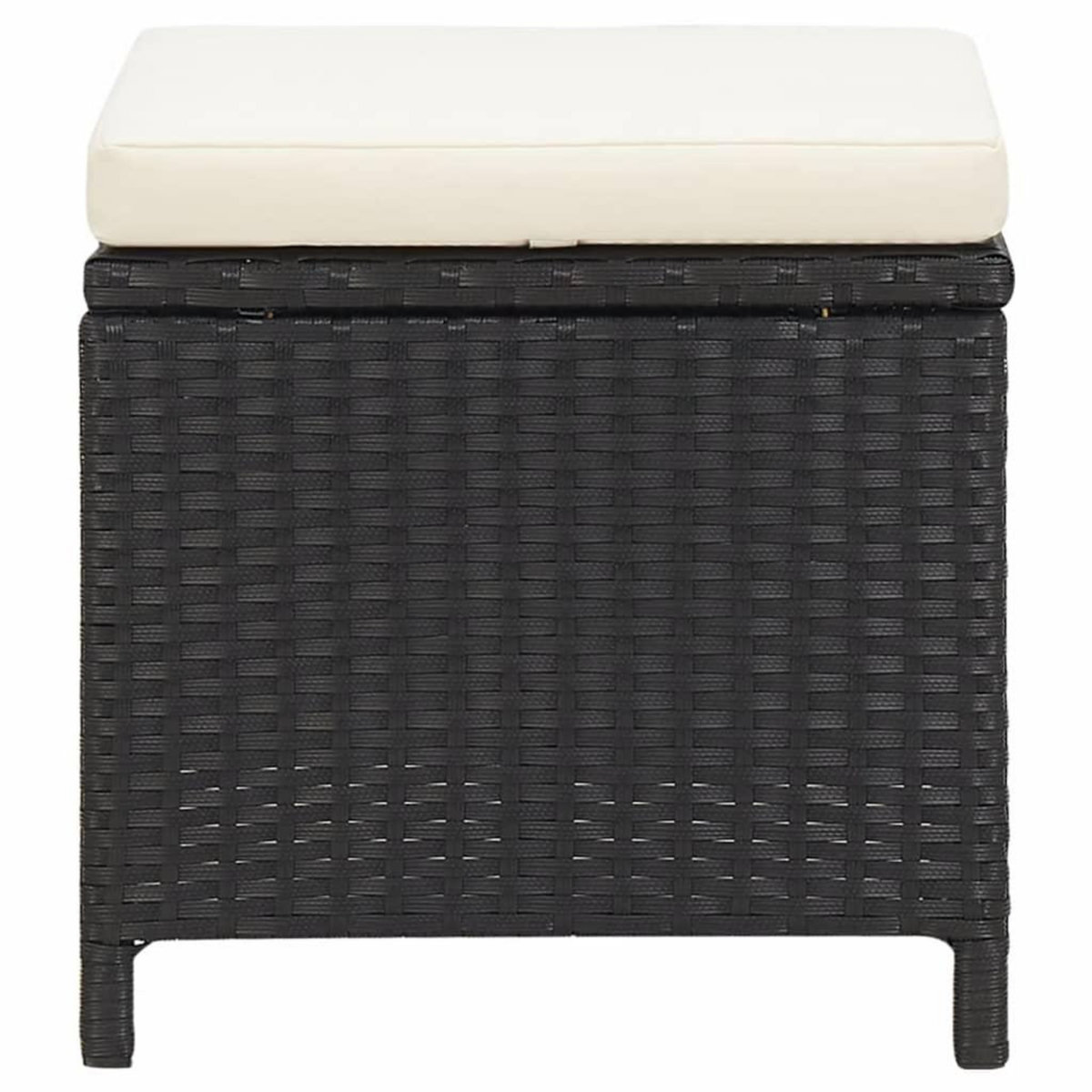 VIDAXL Tabourets de jardin lot de 4 avec coussins Resine tressee Noir