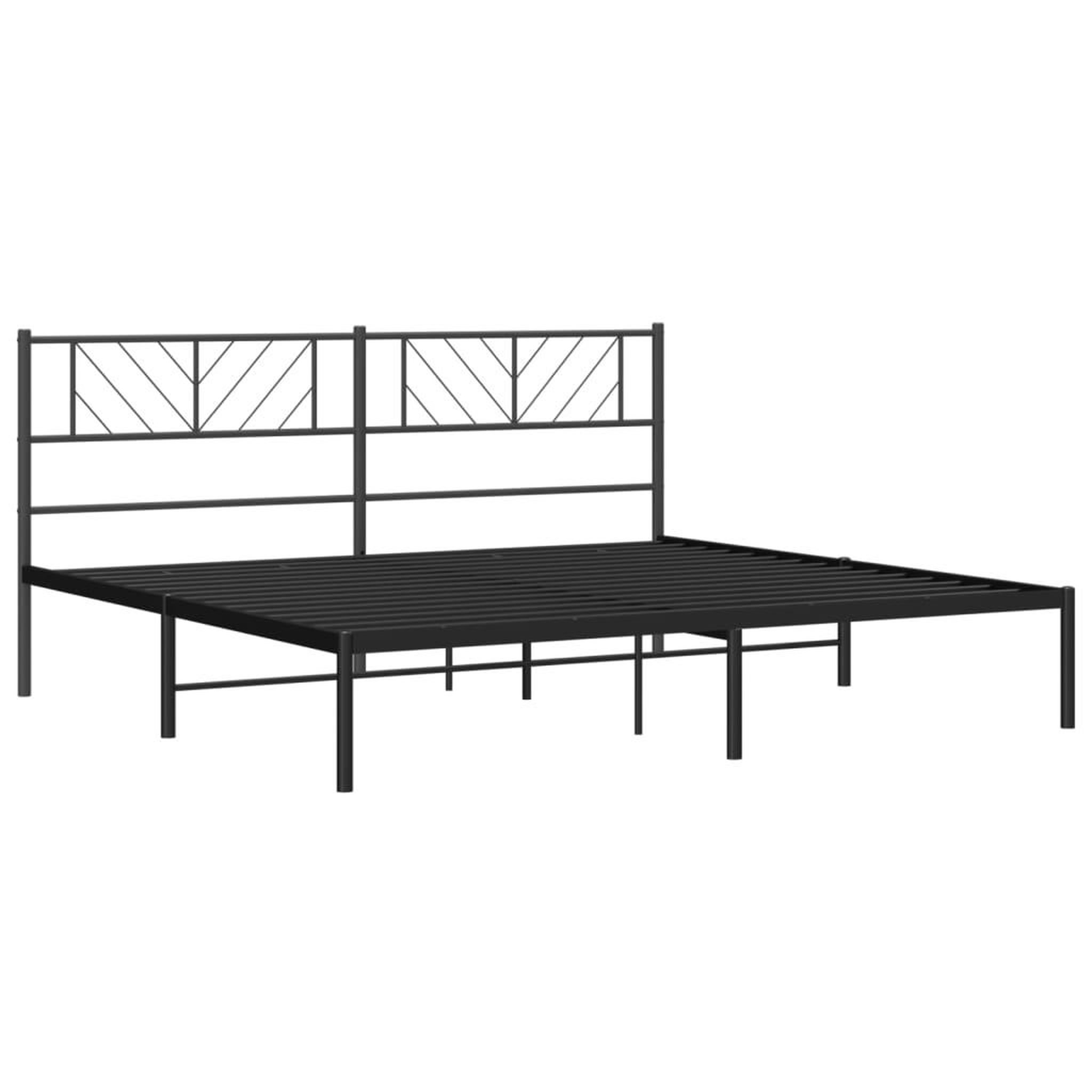 Voir la diapositive 4 : VIDAXL Cadre de lit metal sans matelas et tete de lit noir 180x200 cm