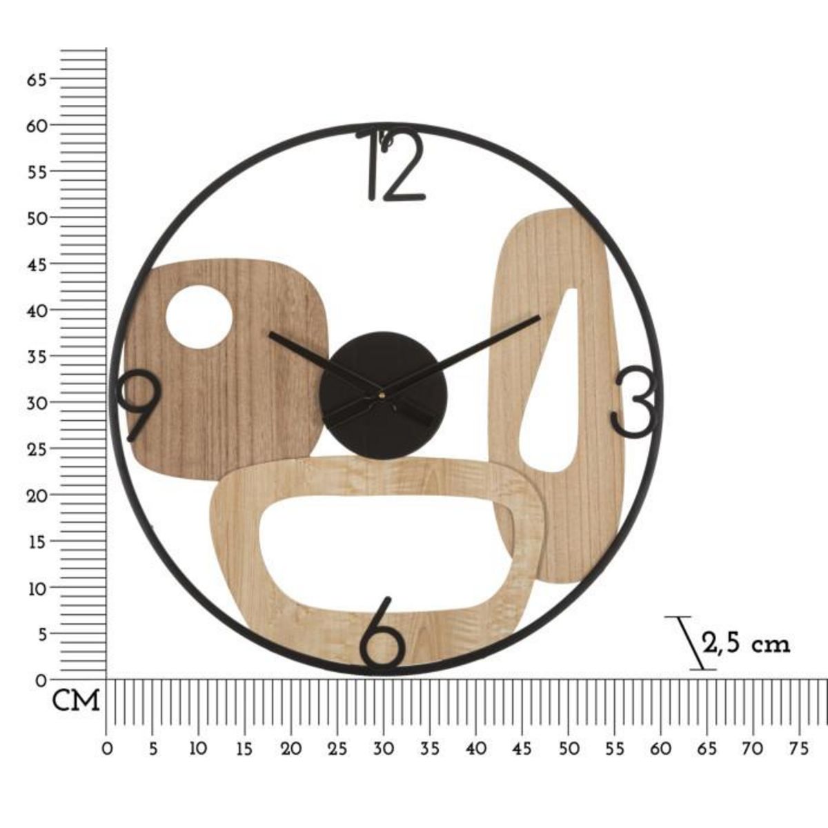 Paris Prix Horloge Murale Design  Mot  60cm Naturel & Noir