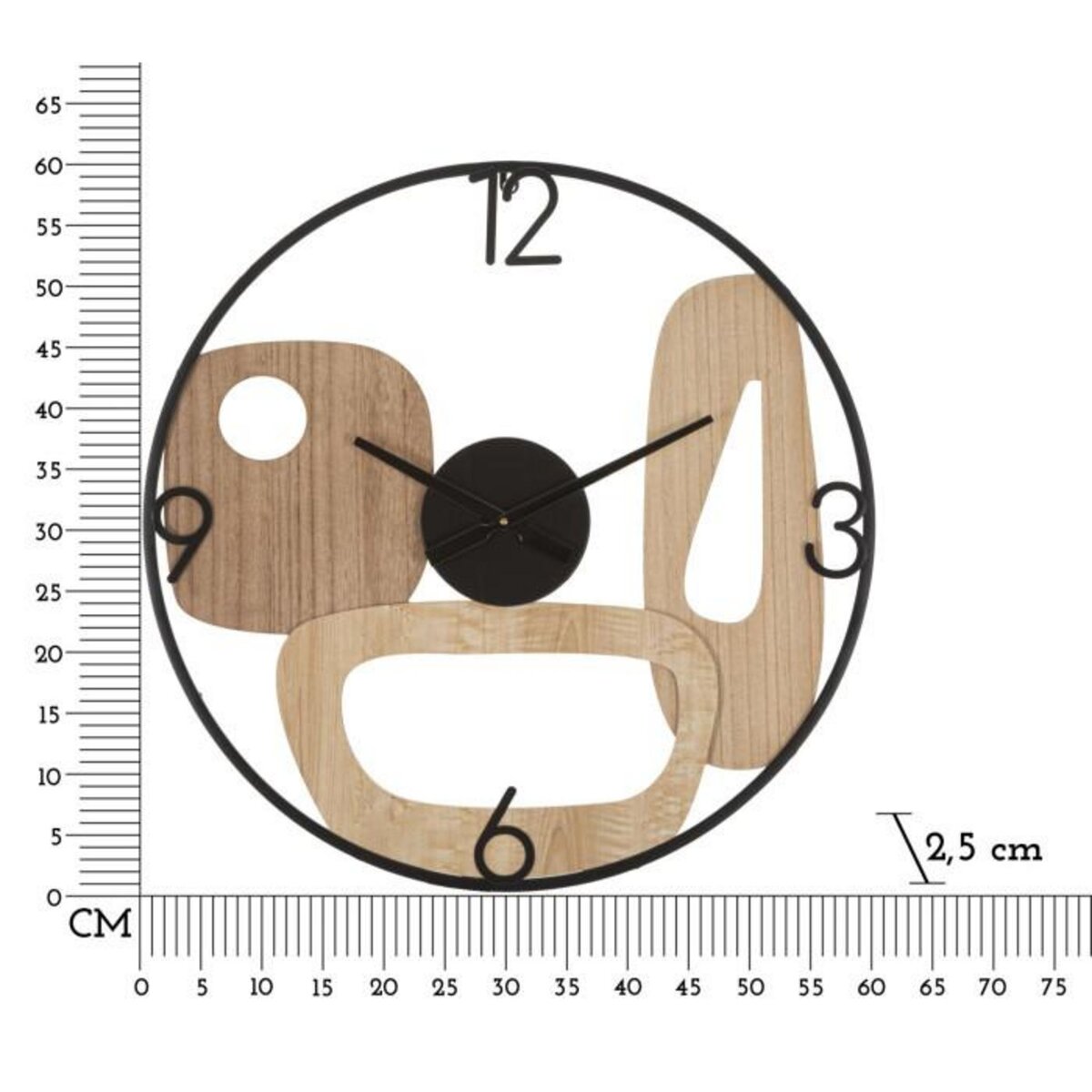 Paris Prix Horloge Murale Design  Mot  60cm Naturel & Noir