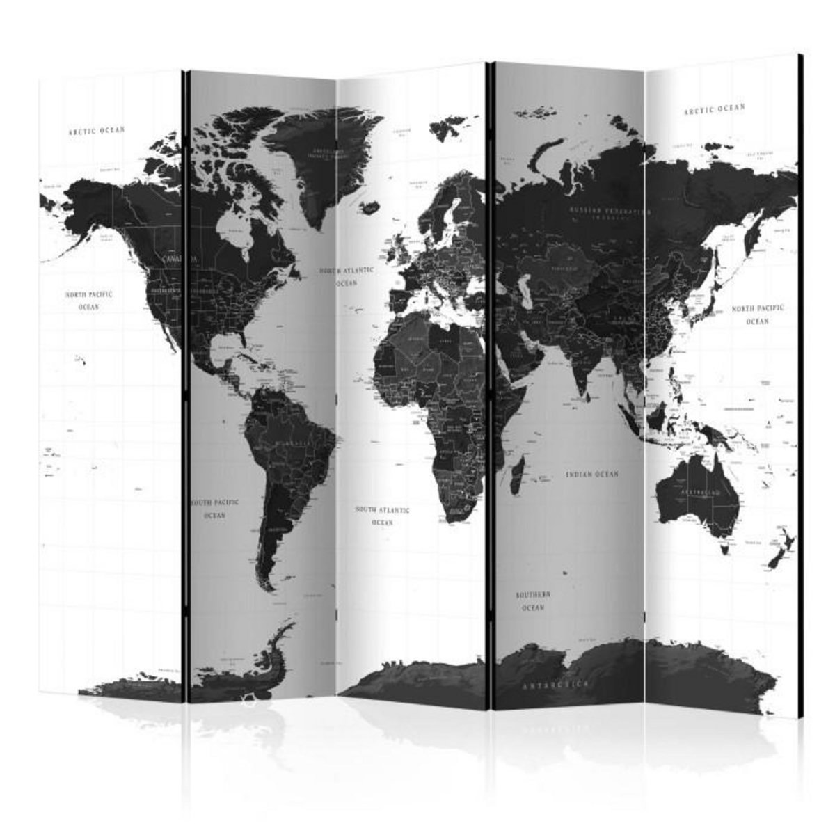 Paris Prix Paravent 5 Volets  Black & White Map  172x225cm