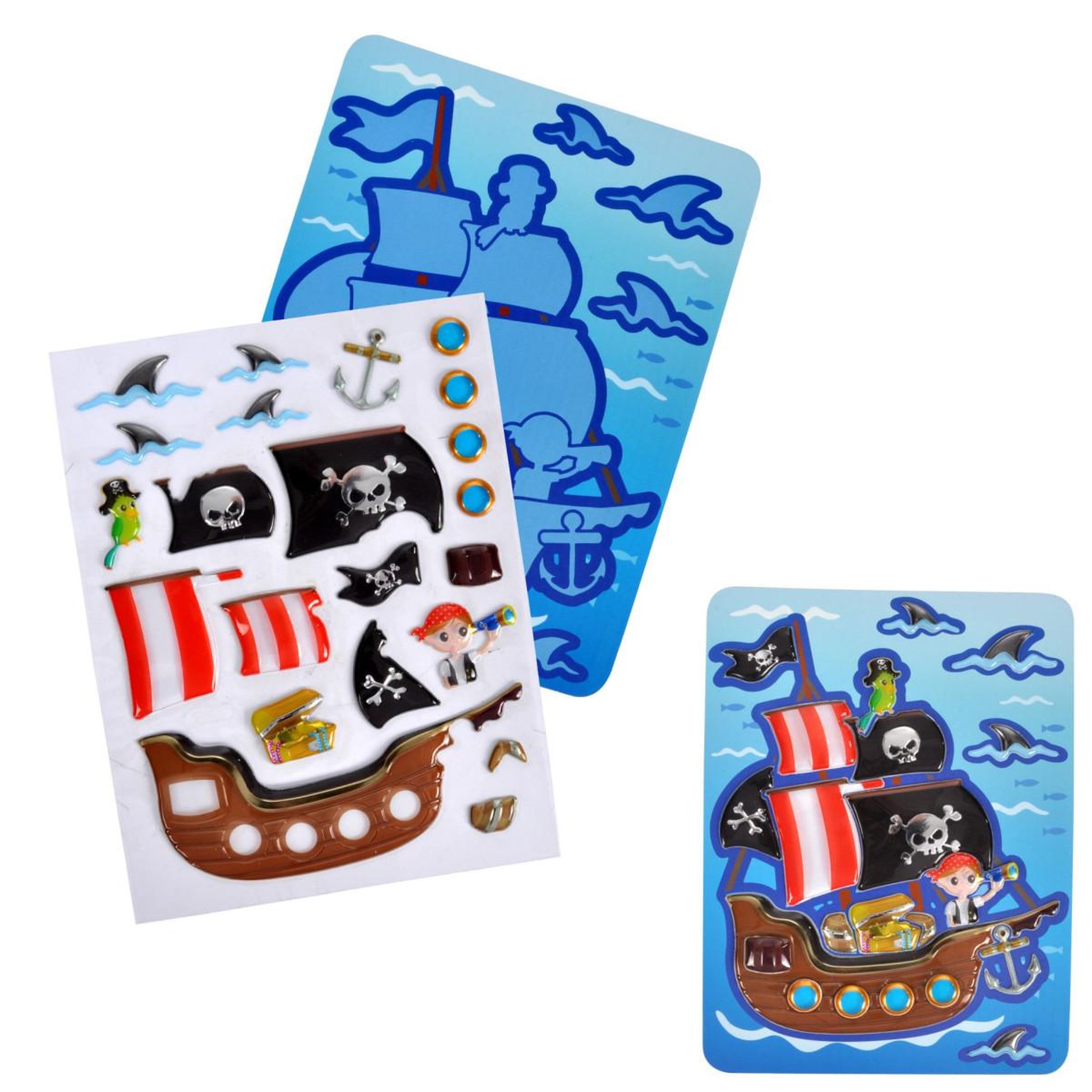HOMEA Tableau à Stickers  Pirate  14x18cm Bleu