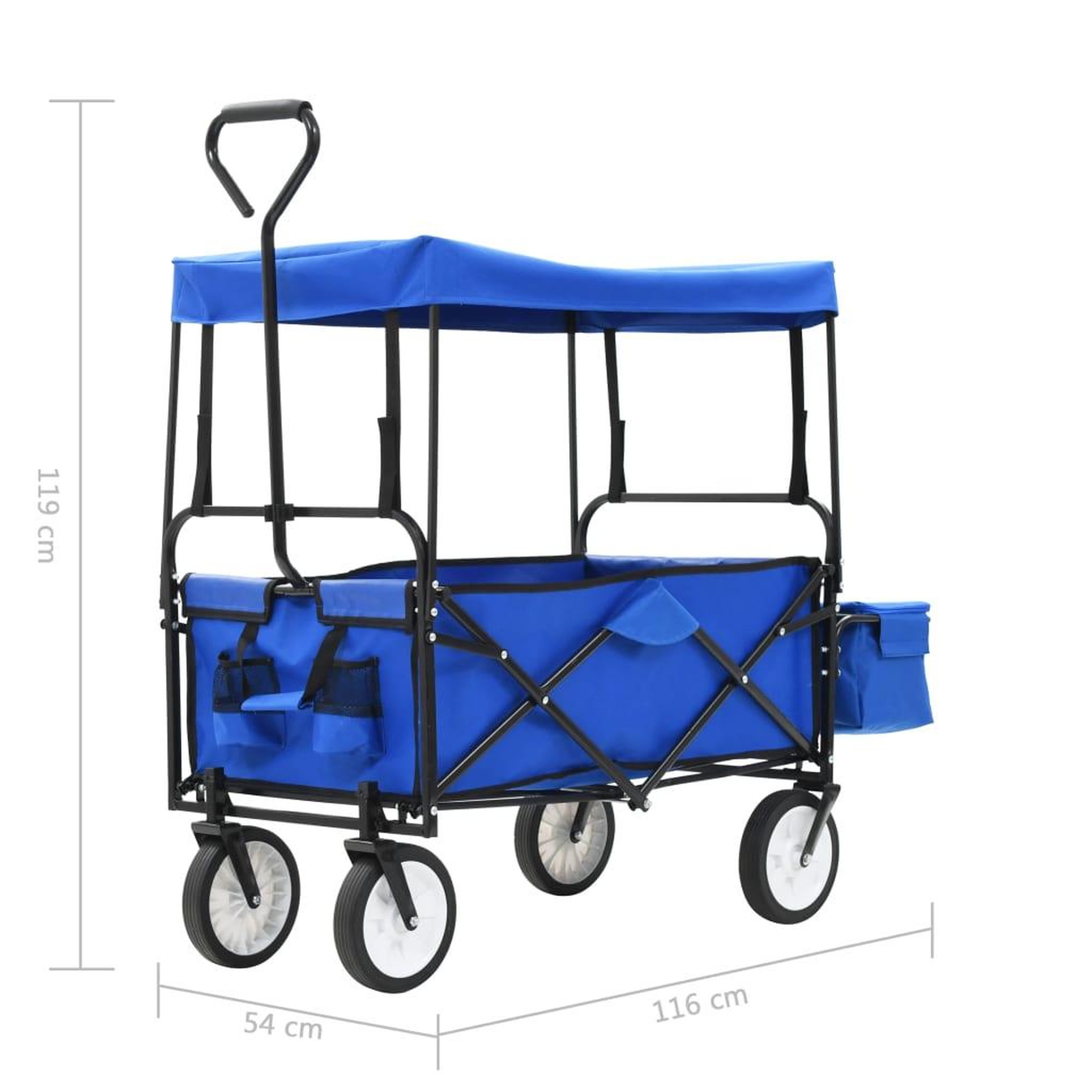 Voir la diapositive 6 : VIDAXL Chariot a main pliable avec toit Acier Bleu