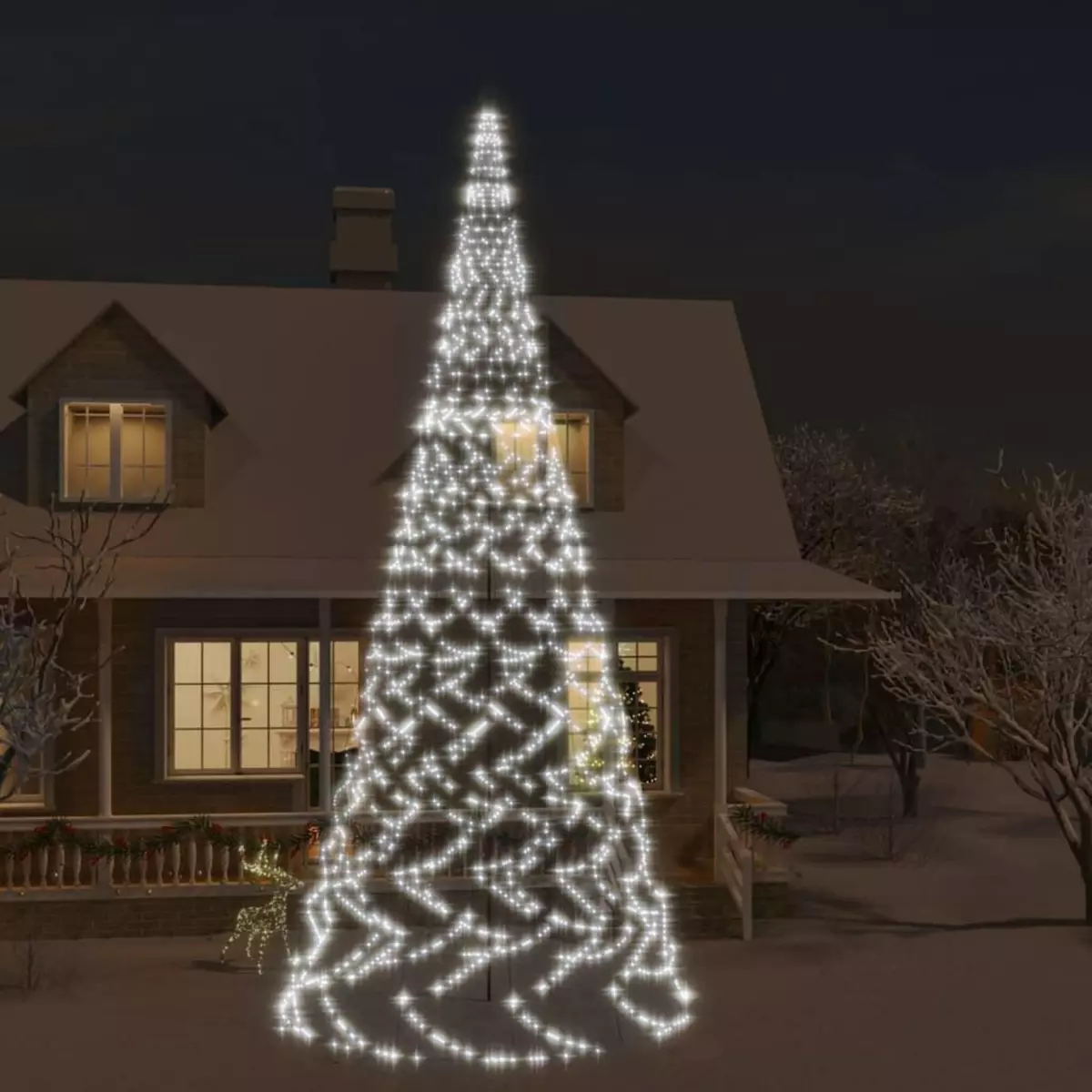 VIDAXL Sapin de Noël sur mat de drapeau 3000 LED Blanc froid 800 cm