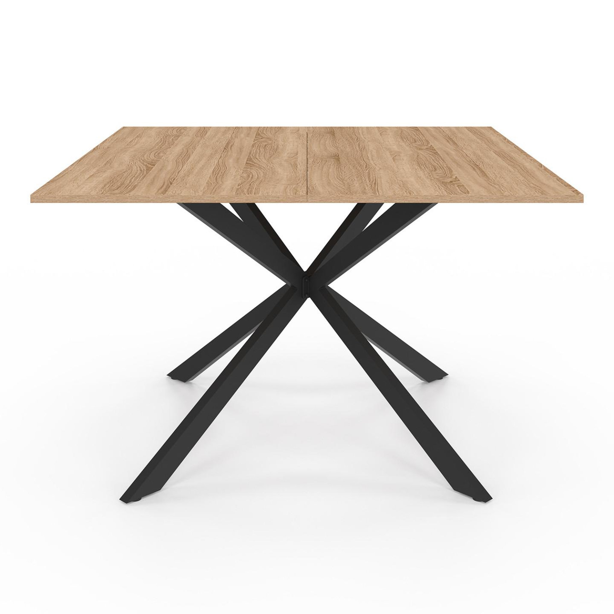 Voir la diapositive 3 : ID MARKET Table à manger carrée alix 8 personnes pied araignée bois et noir 110 cm