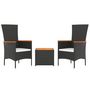 Voir la diapositive 3 : VIDAXL Ensemble de salon de jardin 3 pcs noir poly rotin et acacia