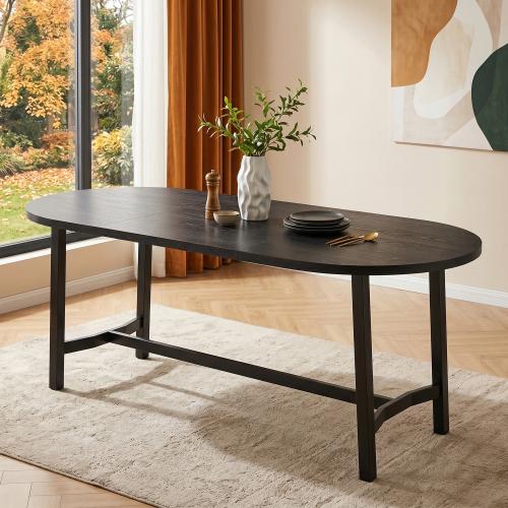 Voir la diapositive 2 : MERAX Table à manger 180x80 cm pour 6-8 personnes avec pieds en métal
